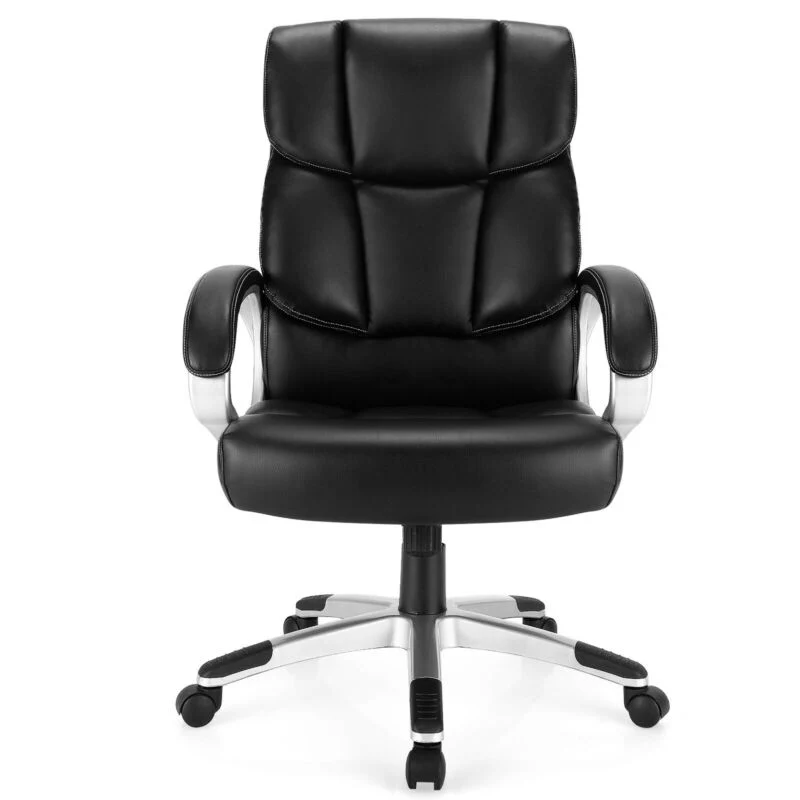 Adjustable High Back Leather Executive Desk Chair, Black - Image 5
