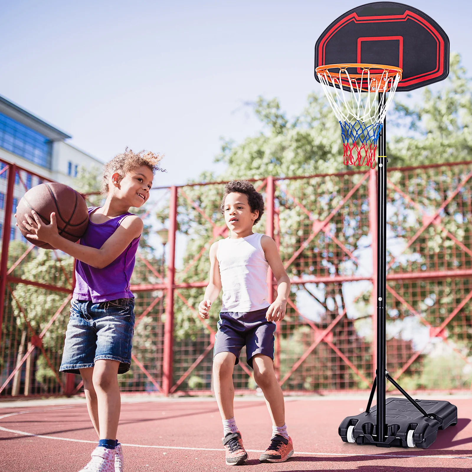 Adjustable Kids Basketball Hoop Stand, Black - Image 3