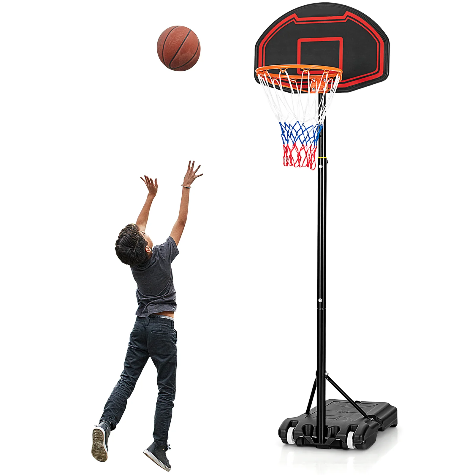 Adjustable Kids Basketball Hoop Stand, Black - Image 6
