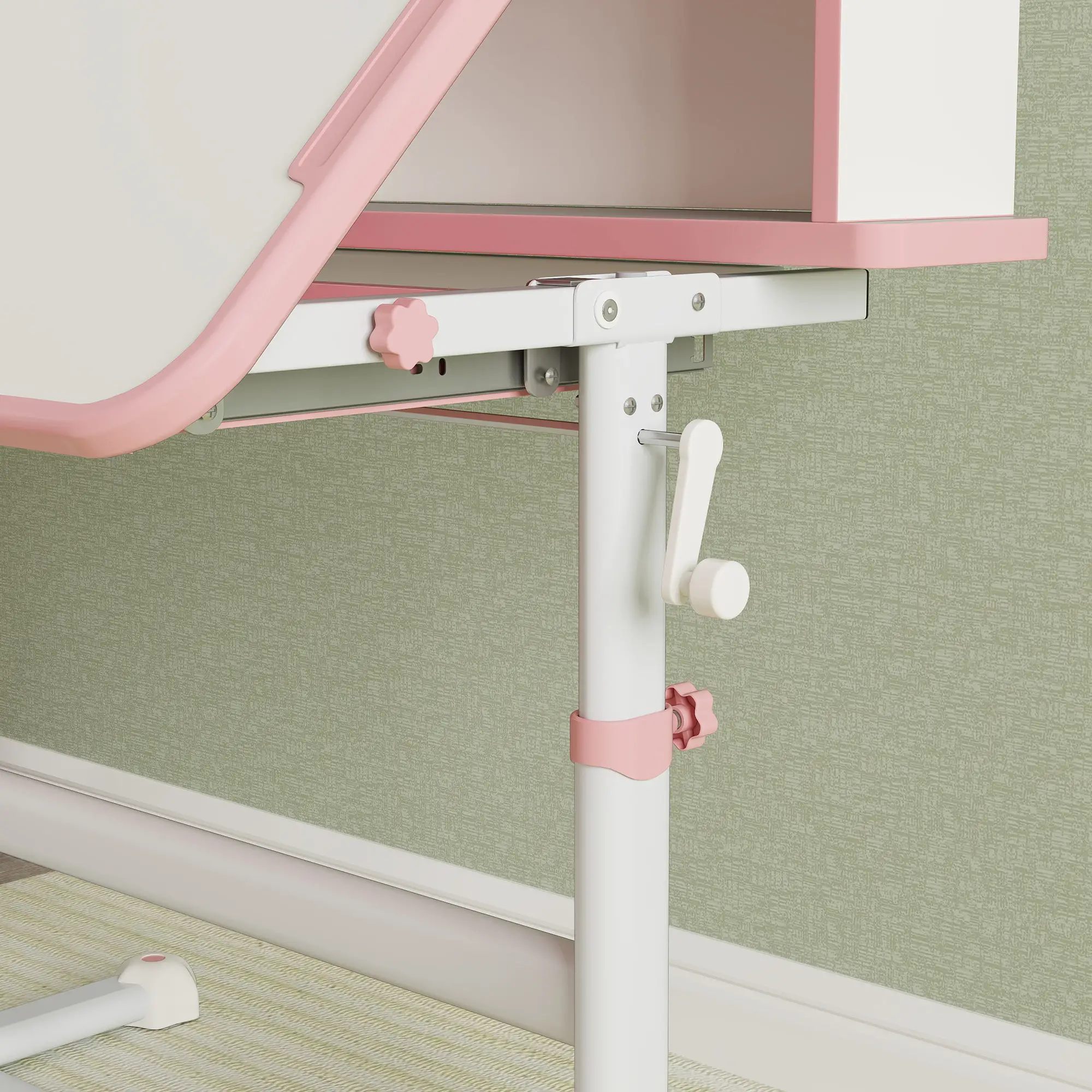 Adjustable Kids Desk and Chair Set, Study Table with Drawer, Pink - Image 10