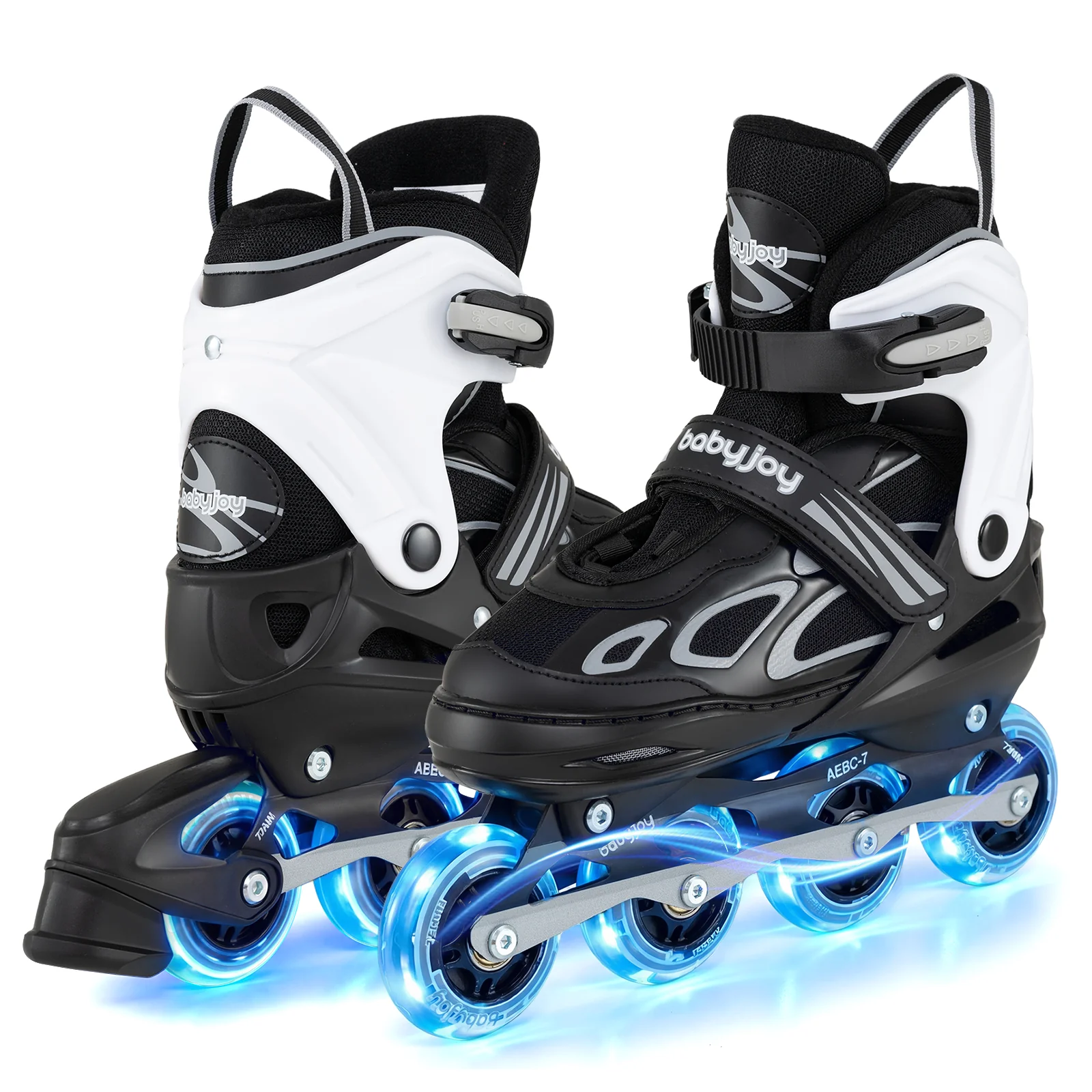 Adjustable Kids' Incline Skates 4 Sizes Adjustable Blade Roller, Black - Image 4