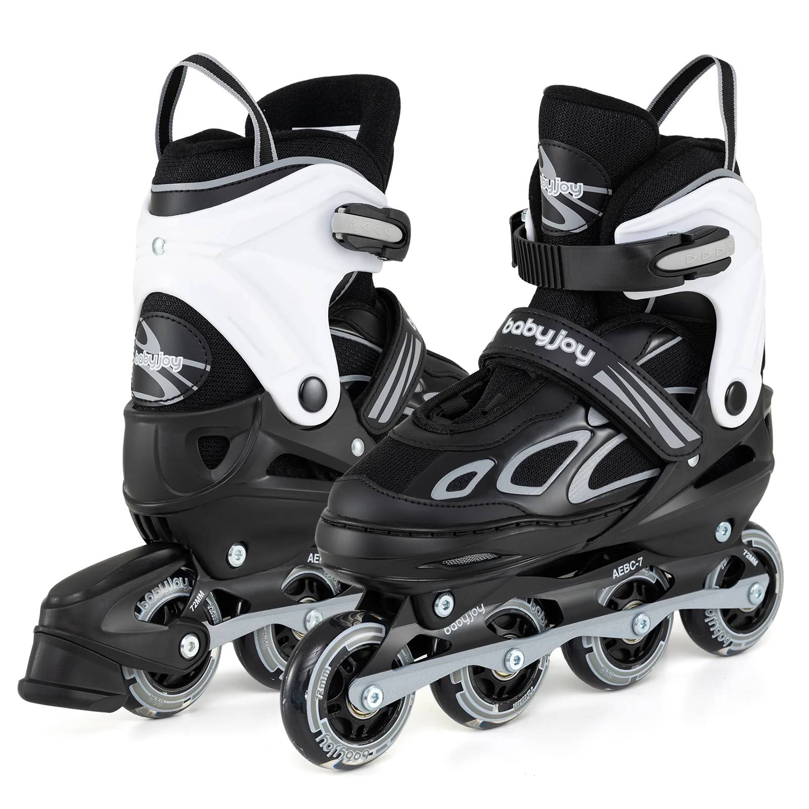 Adjustable Kids' Incline Skates 4 Sizes Adjustable Blade Roller, Black - Image 5