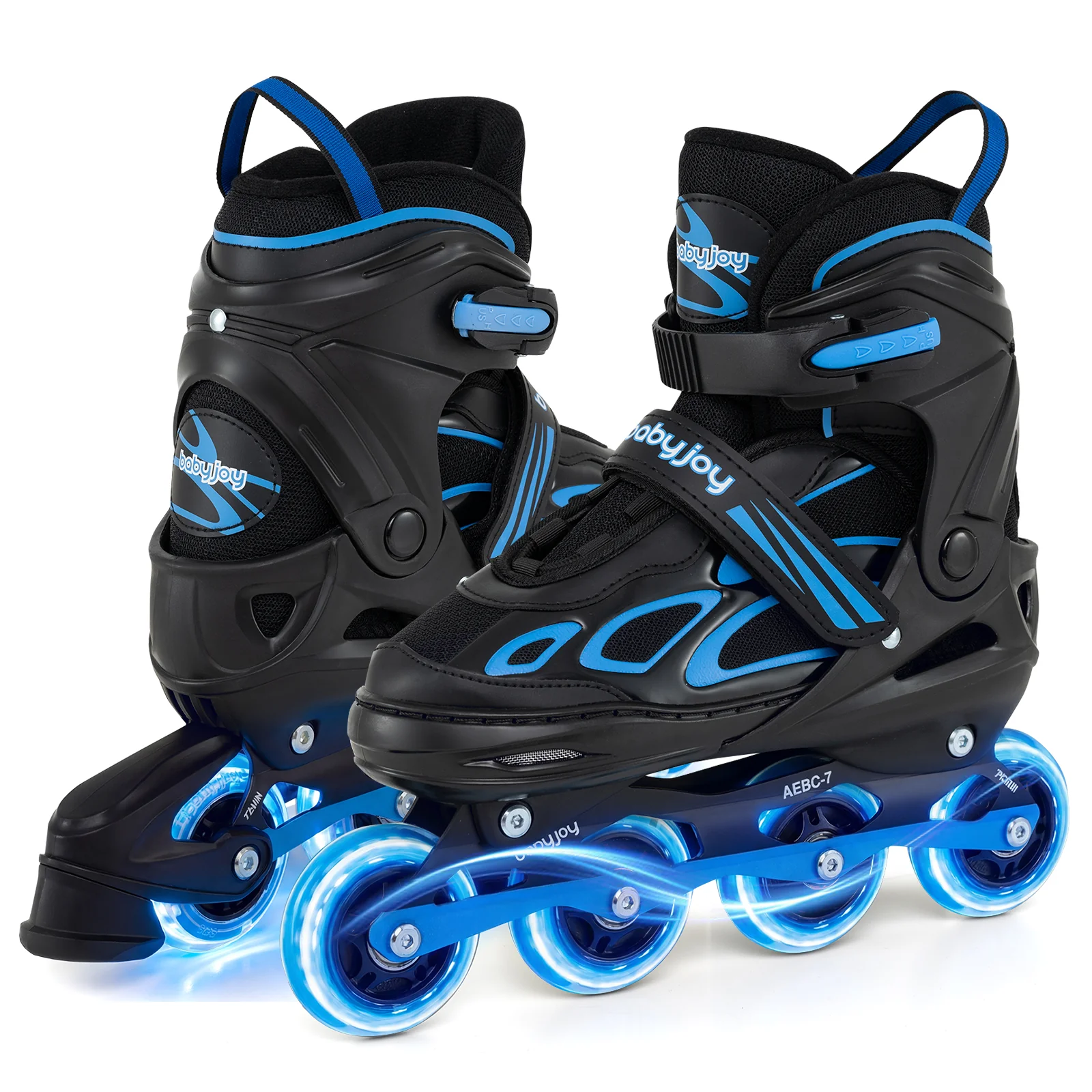 Adjustable Kids' Incline Skates 4 Sizes Adjustable Blade Roller, Blue