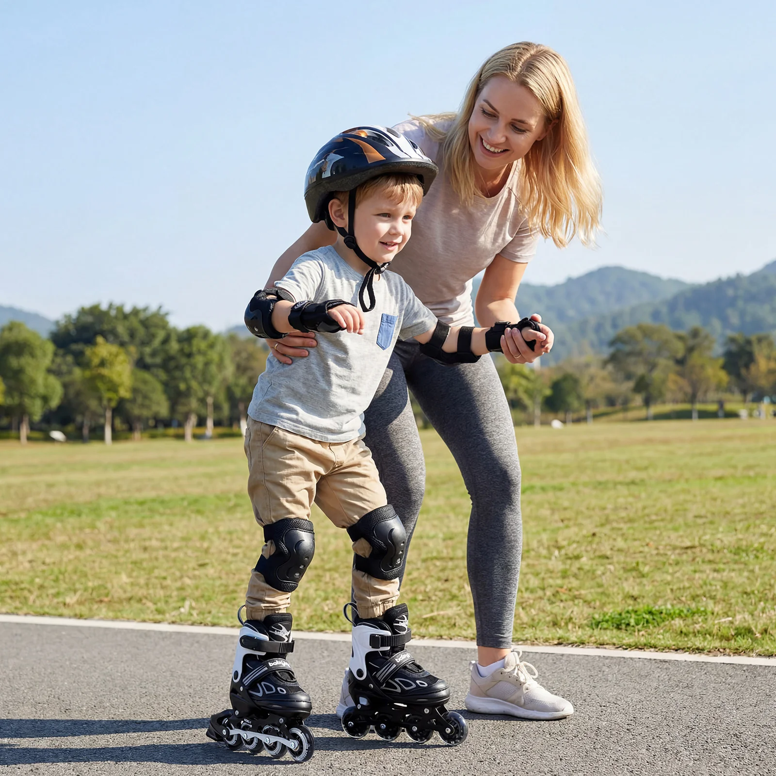 Adjustable Kids' Incline Skates for Boys Girls Ages 5-14, Black - Image 2