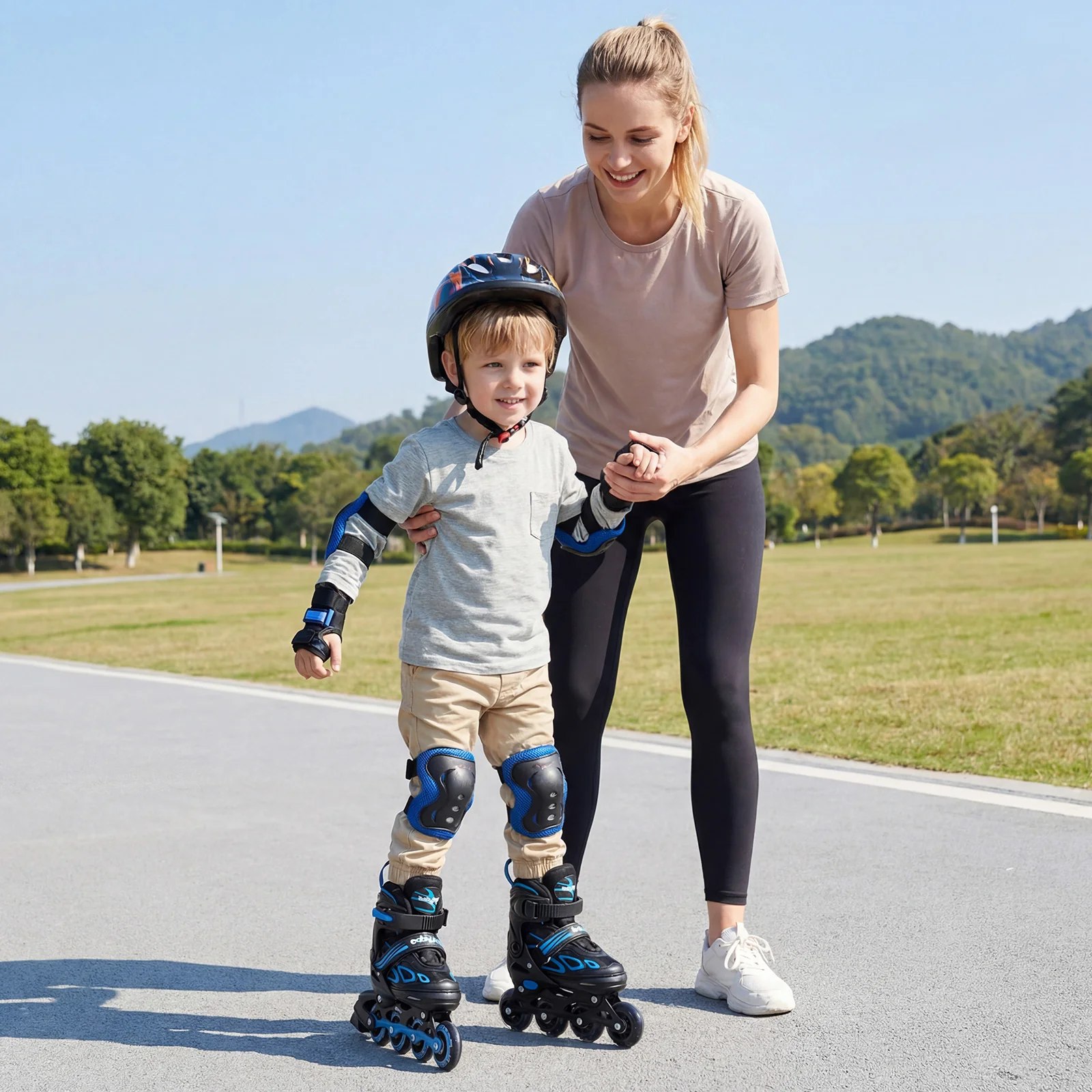 Adjustable Kids' Incline Skates for Boys Girls Ages 5-14, Blue - Image 2