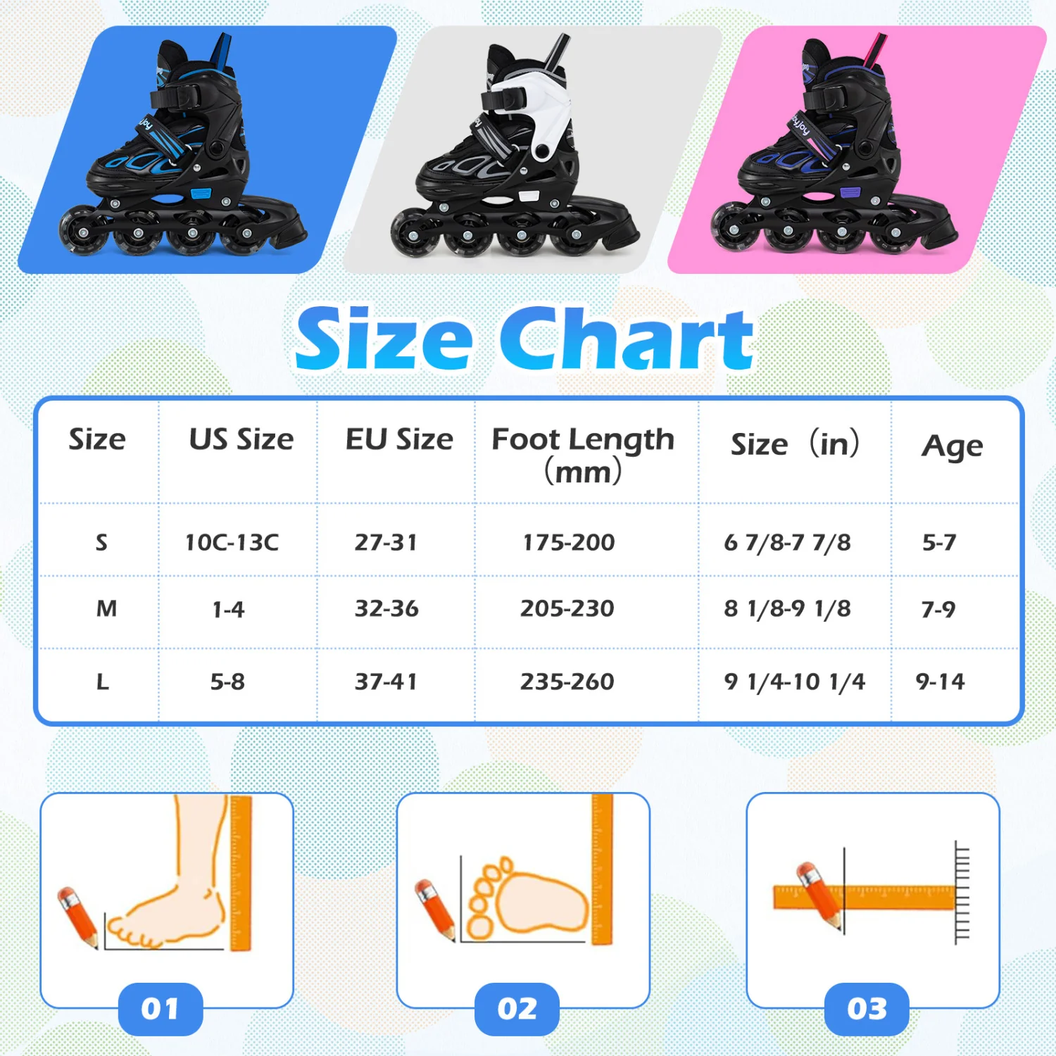 Adjustable Kids' Incline Skates for Boys Girls Ages 5-14, Blue - Image 6