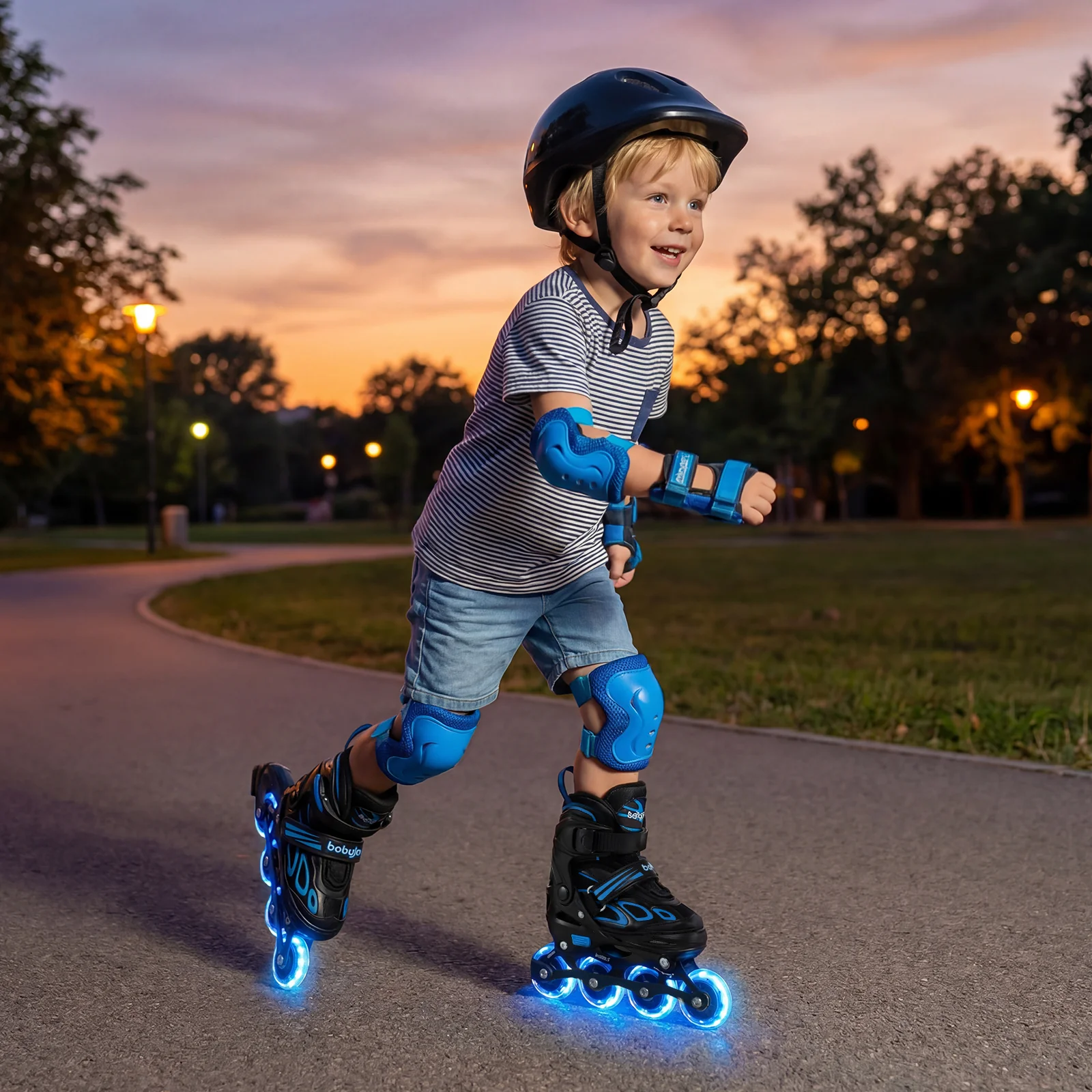 Adjustable Kids' Incline Skates for Boys Girls Ages 5-14, Blue - Image 7