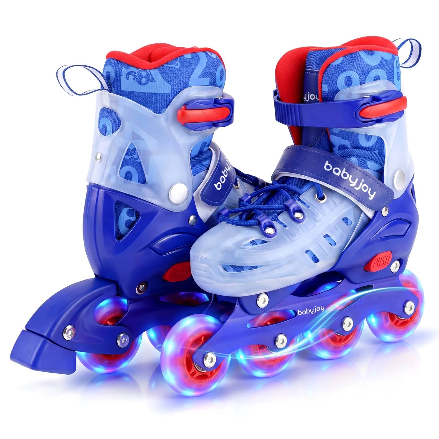 Adjustable Kids Inline Skates, Light Up Wheels, Blue