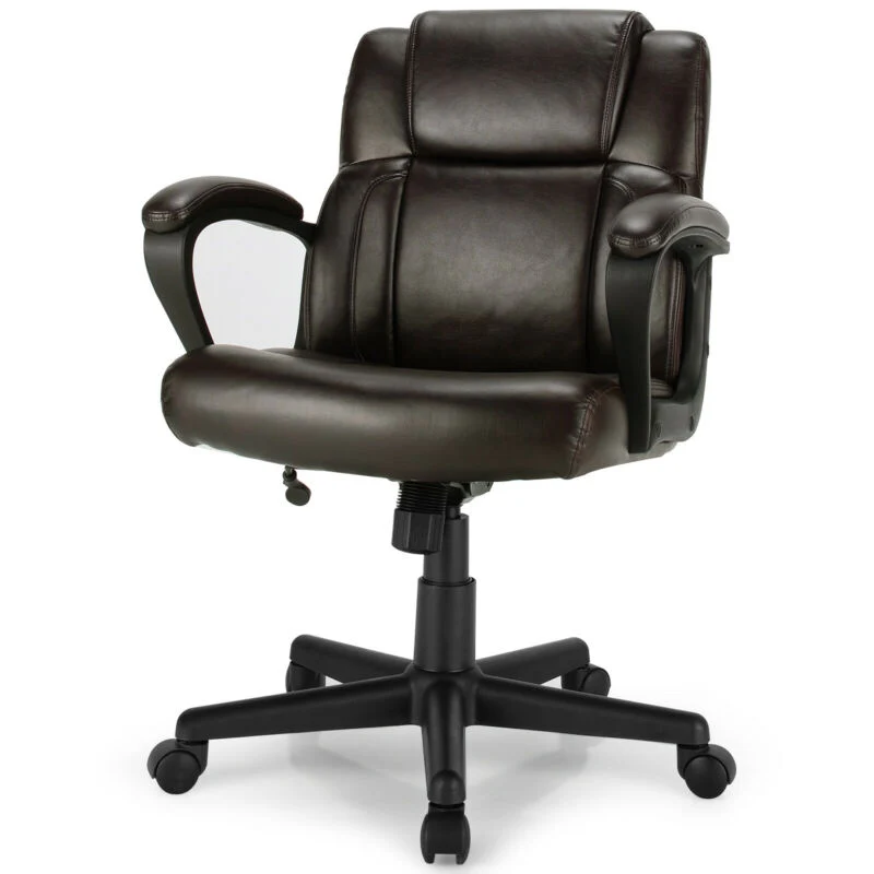 Adjustable Leather Executive Office Chair, Brown - Image 10