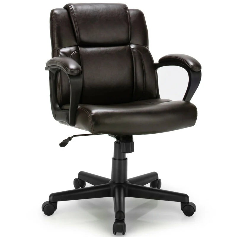 Adjustable Leather Executive Office Chair, Brown - Image 4