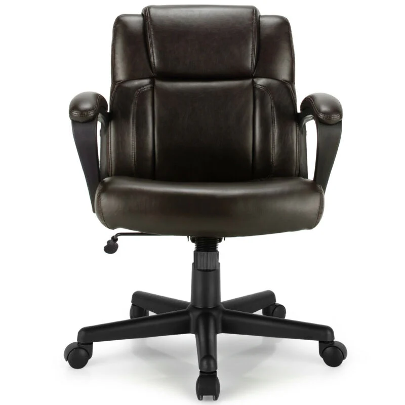 Adjustable Leather Executive Office Chair, Brown - Image 9