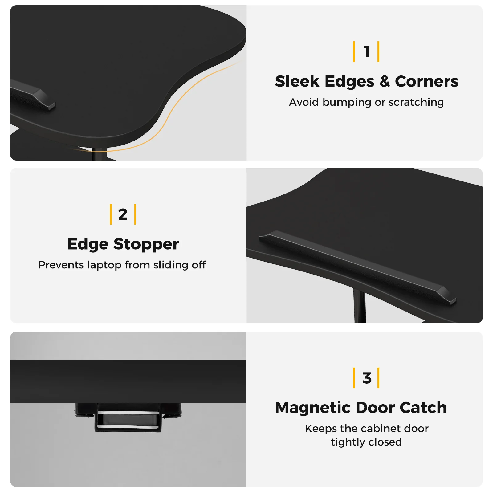 Adjustable Mobile Standing Desk Cart, Tilt Desktop Cabinet, Black - Image 9