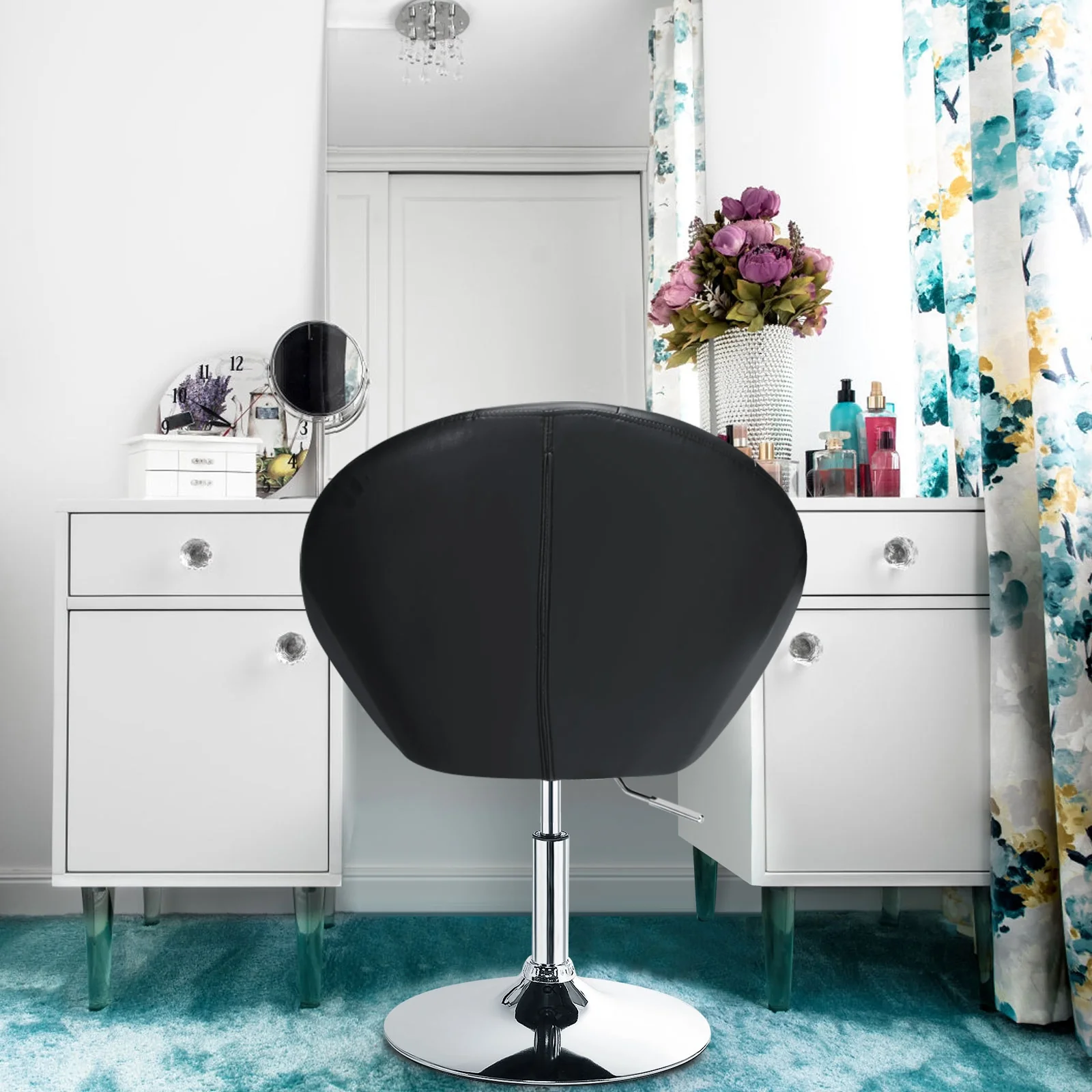 Adjustable Modern Swivel Round Tufted, Black - Image 7