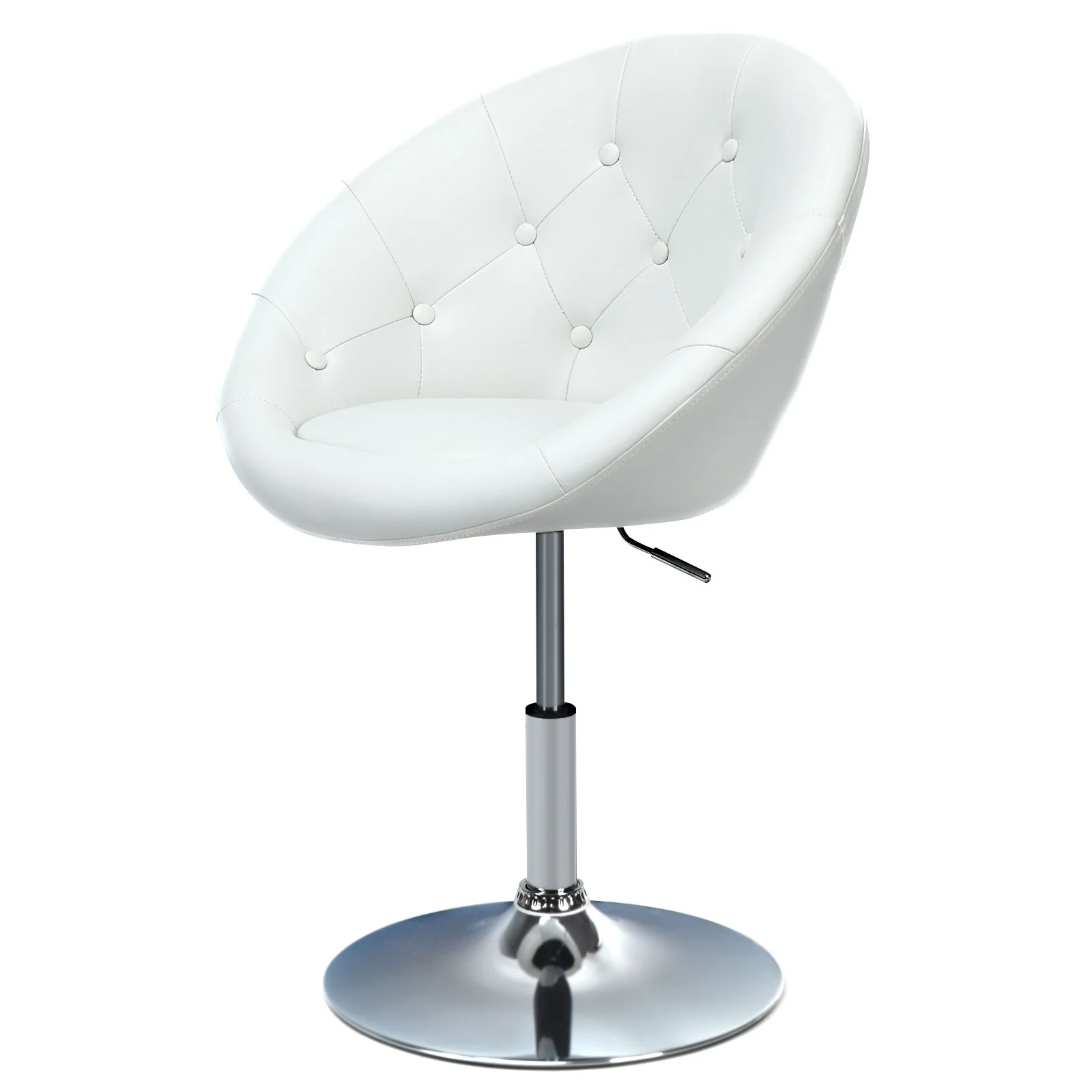 Adjustable Modern Swivel Round Tufted, White - Image 4