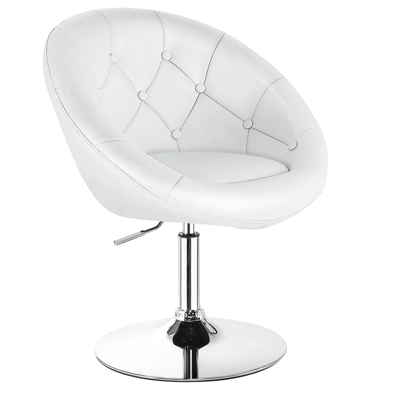 Adjustable Modern Swivel Round Tufted, White - Image 9
