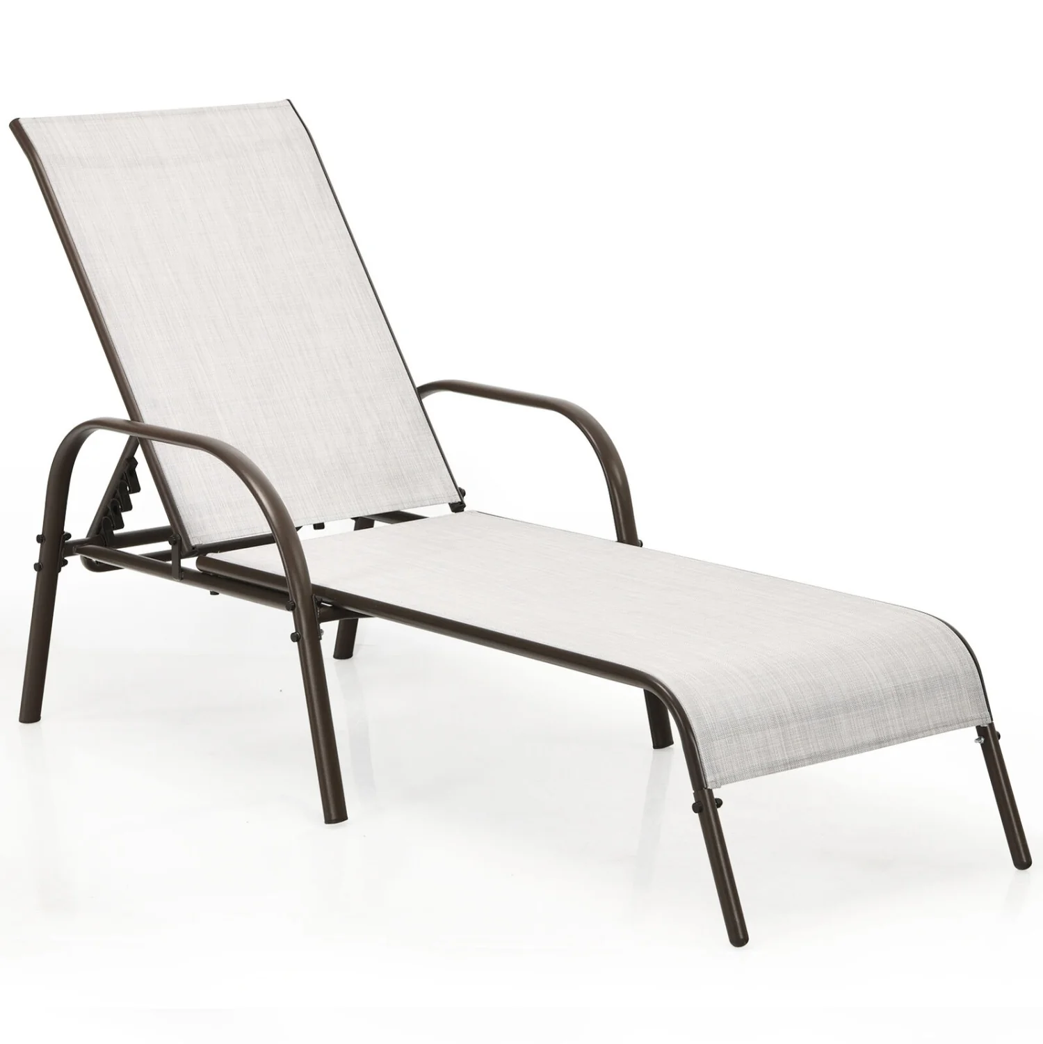 Adjustable Patio Chaise Lounge Chair, Folding, Gray - Image 4