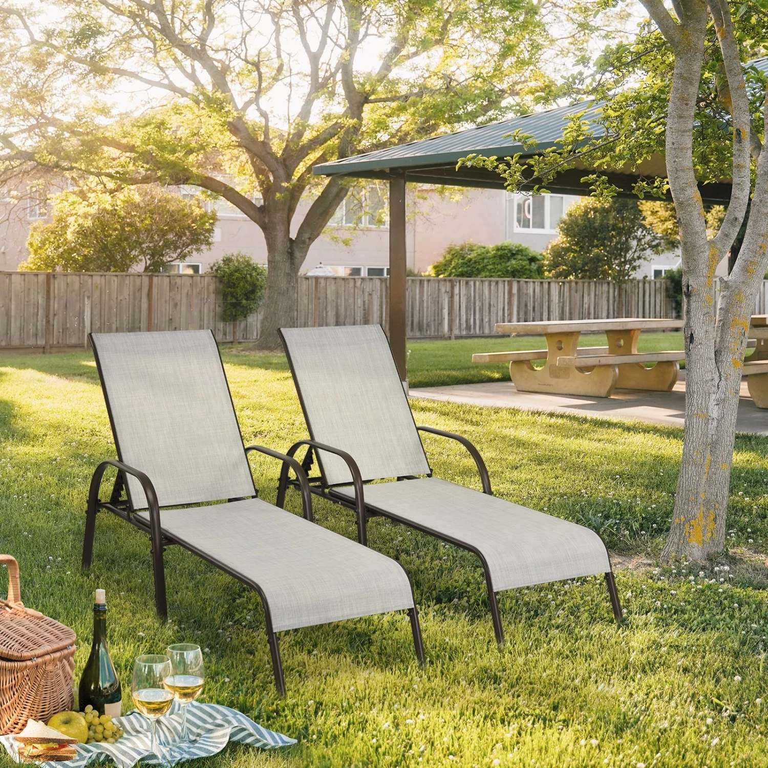 Adjustable Patio Chaise Lounge Chair, Folding, Gray - Image 7