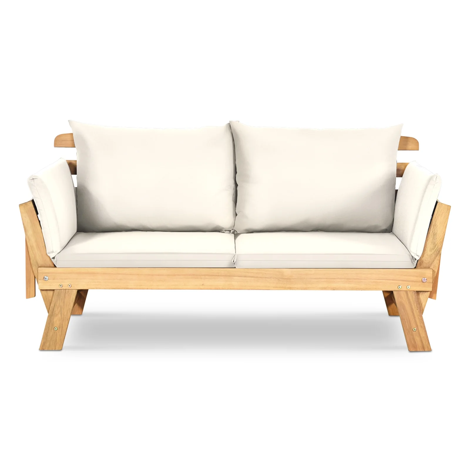 Adjustable Patio Convertible Sofa, Thick Cushion, White - Image 4