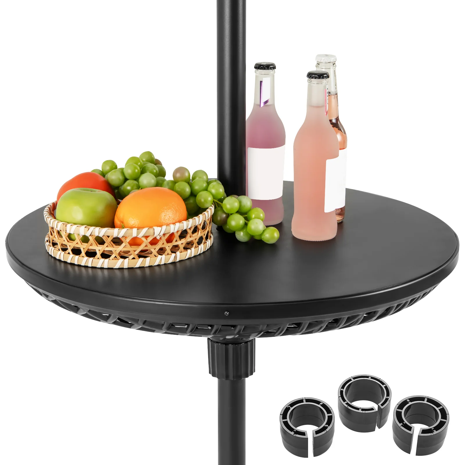 Adjustable Patio Umbrella Table Tray, Black - Image 5