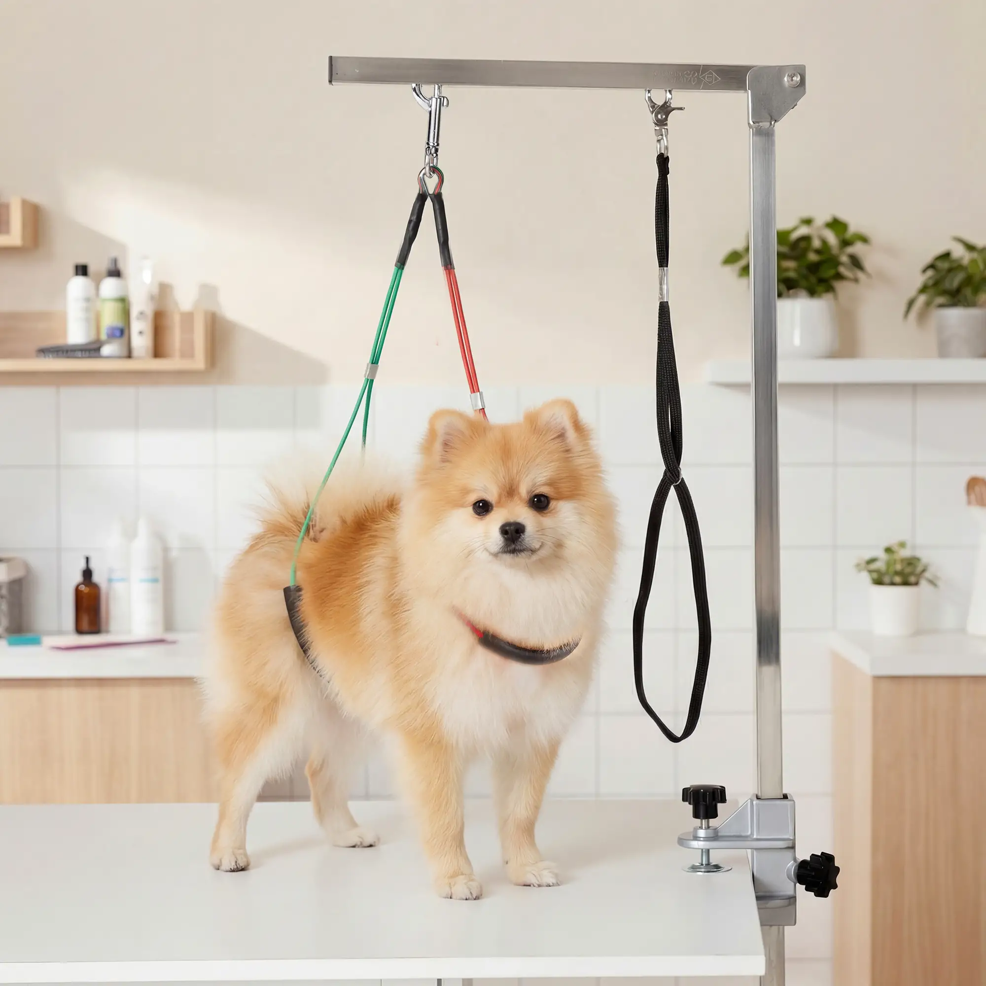 Adjustable Pet Grooming Arm With Clamp, Haunch Holders, Grooming Loop, Sliver - Image 2