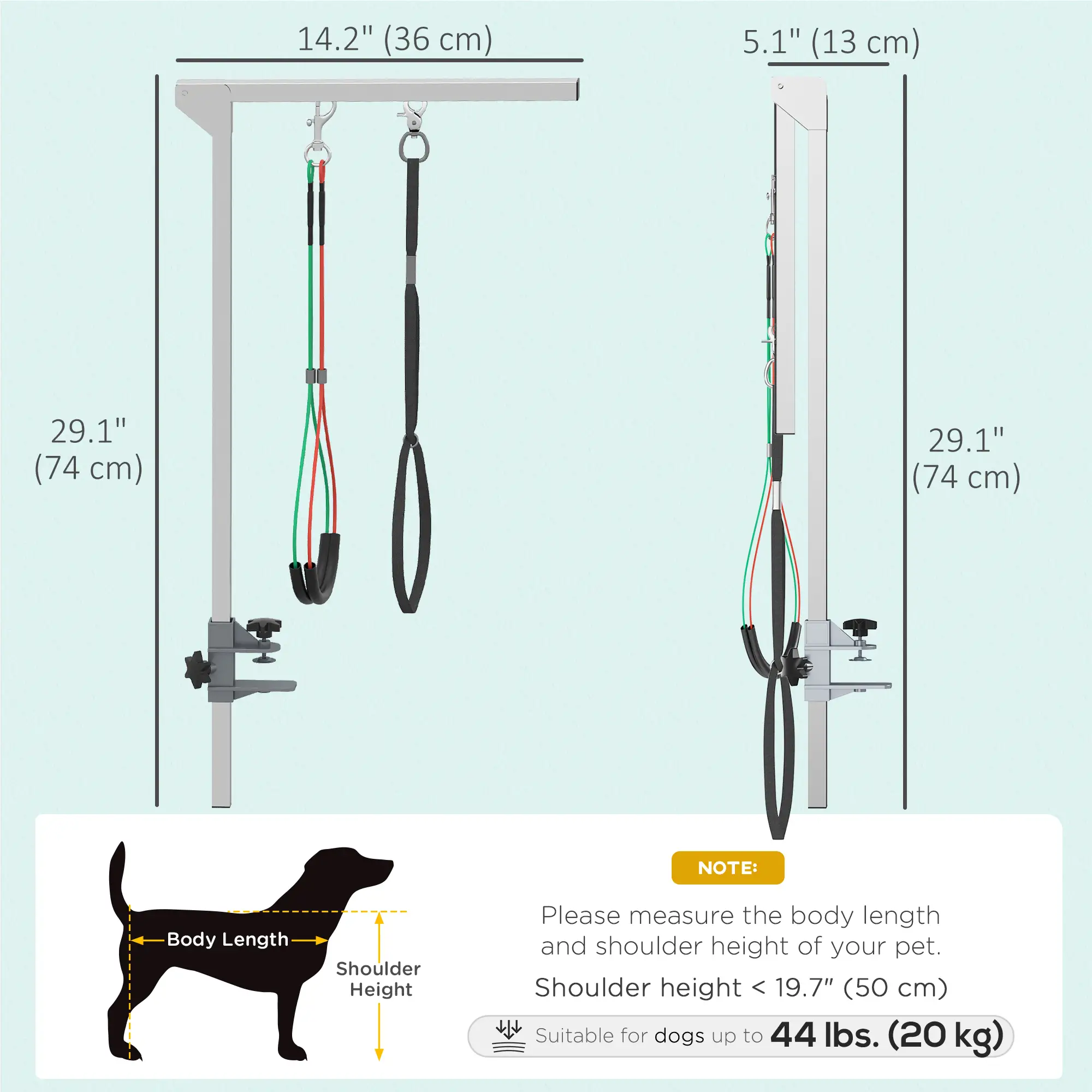 Adjustable Pet Grooming Arm With Clamp, Haunch Holders, Grooming Loop, Sliver - Image 3