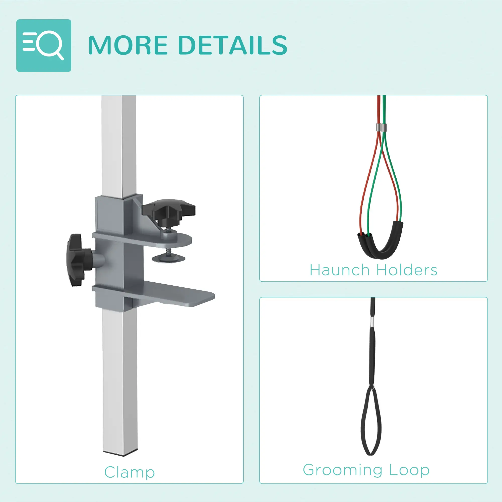 Adjustable Pet Grooming Arm With Clamp, Haunch Holders, Grooming Loop, Sliver - Image 7