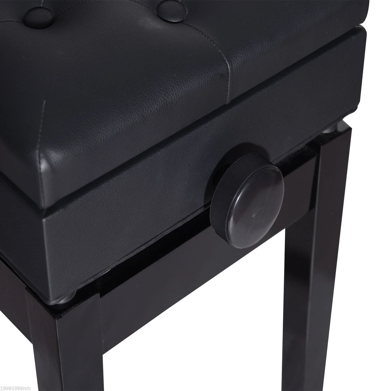 Adjustable Piano Bench, Storage, Soft PU Leather Padded, Black - Image 7