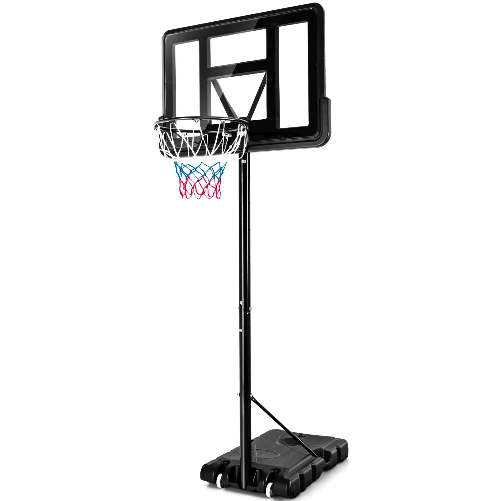 Adjustable Portable Basketball Hoop Stand, Shatterproof Backboard Wheels, Black