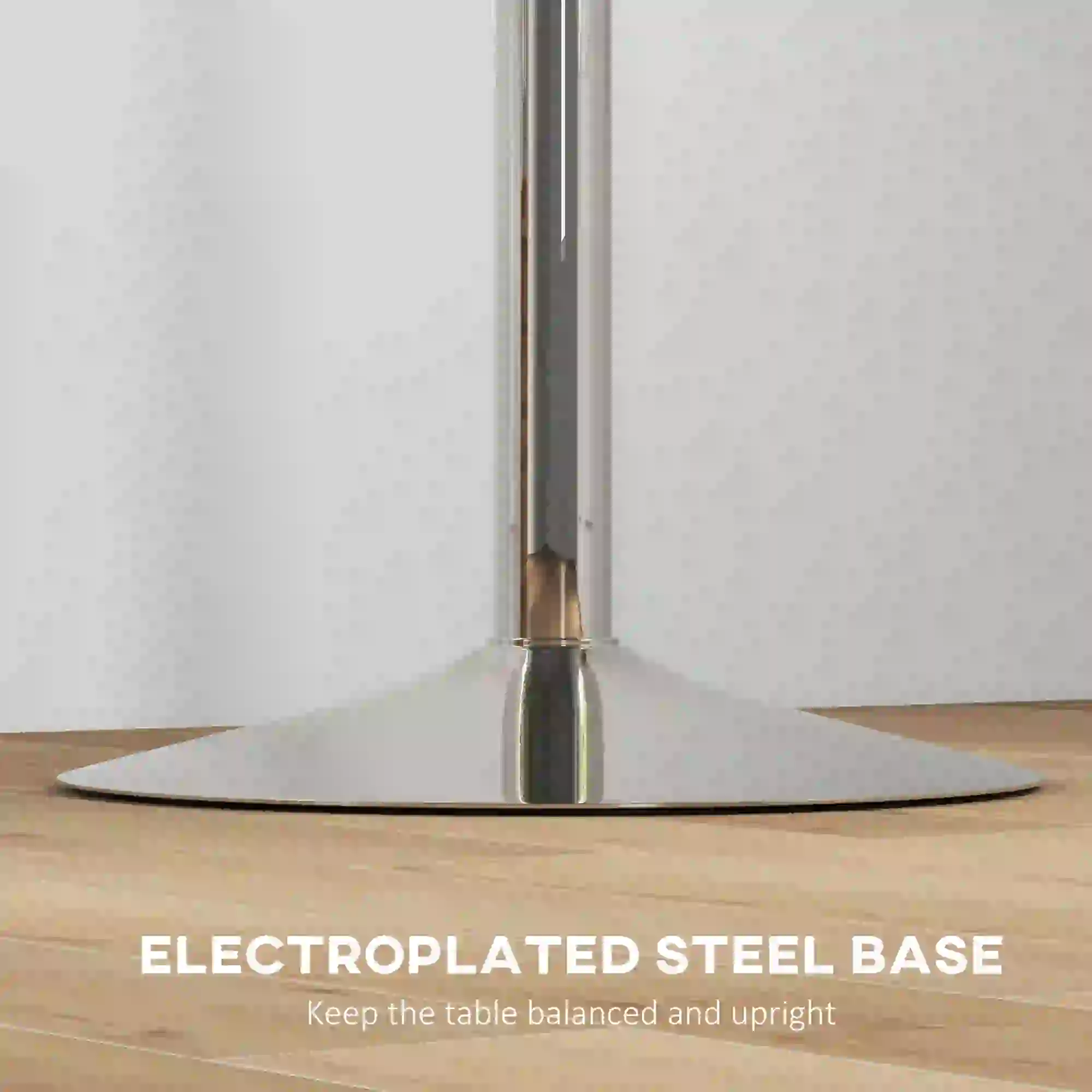 Adjustable Round High Top Bar Table, Swivel Top, Steel Base, Walnut - Image 7
