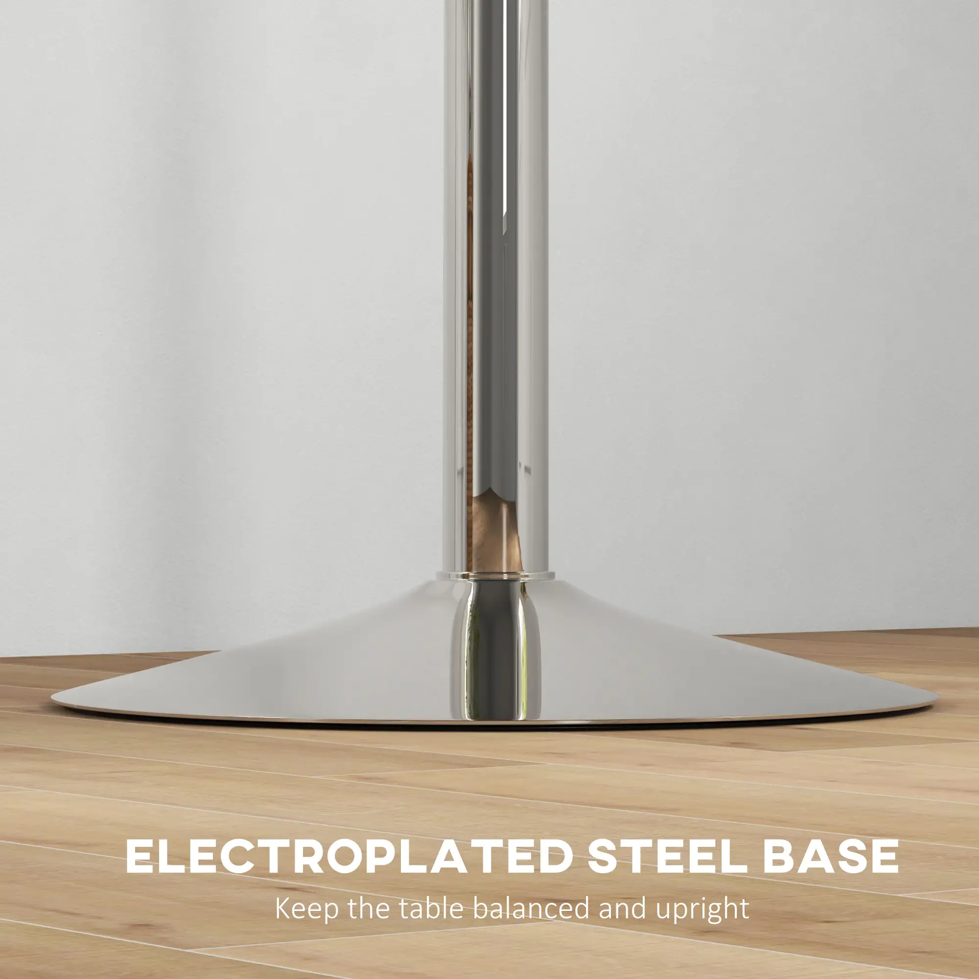 Adjustable Round High Top Bar Table, Swivel Top, Steel Base, White - Image 7