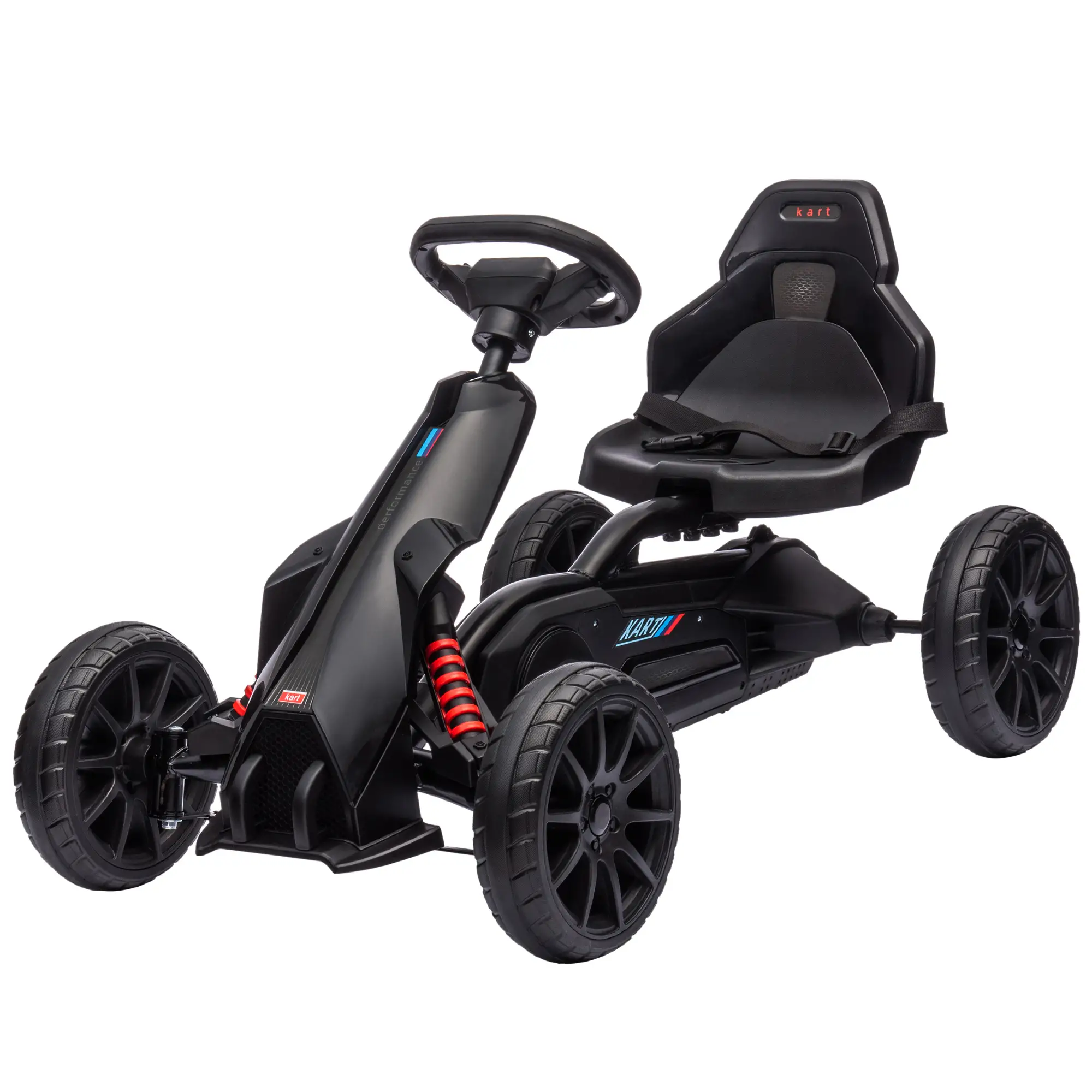 Adjustable Seat Go Kart, Forward Backward Handbrake, Shock Absorption, Black