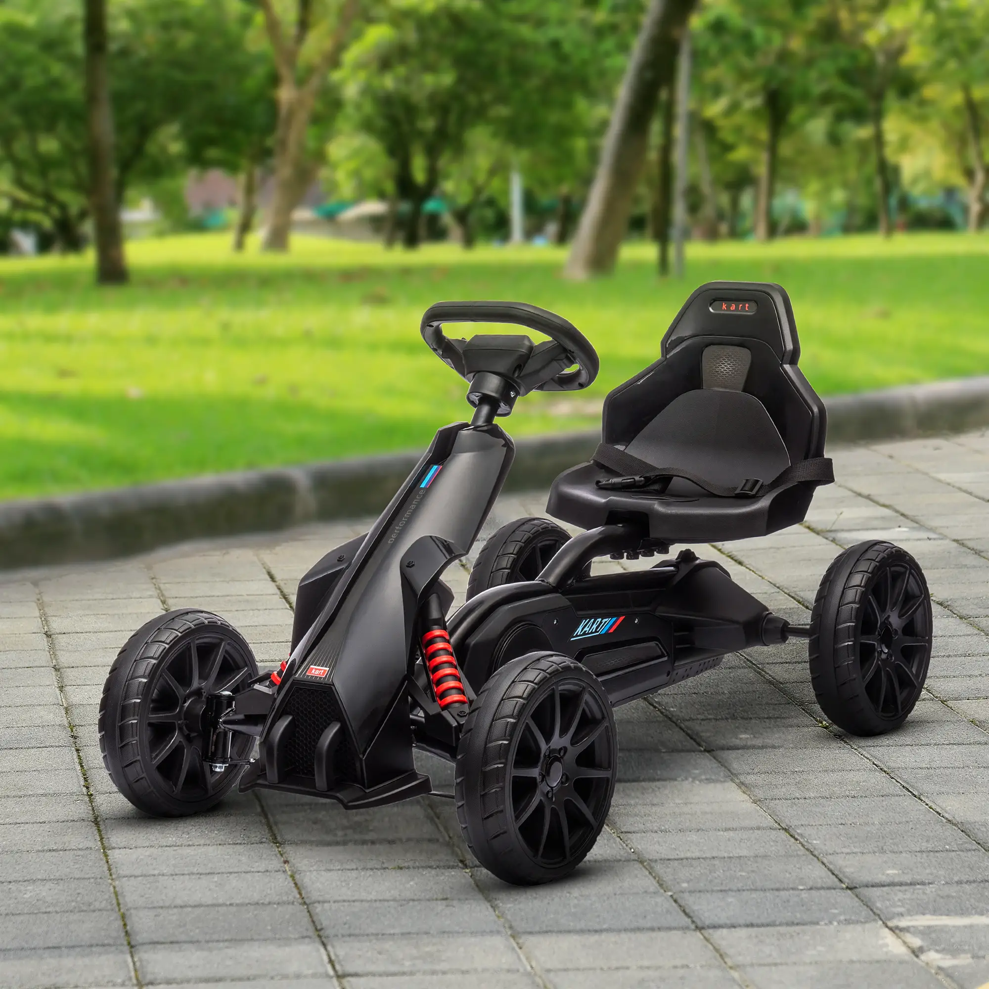 Adjustable Seat Go Kart, Forward Backward Handbrake, Shock Absorption, Black - Image 8