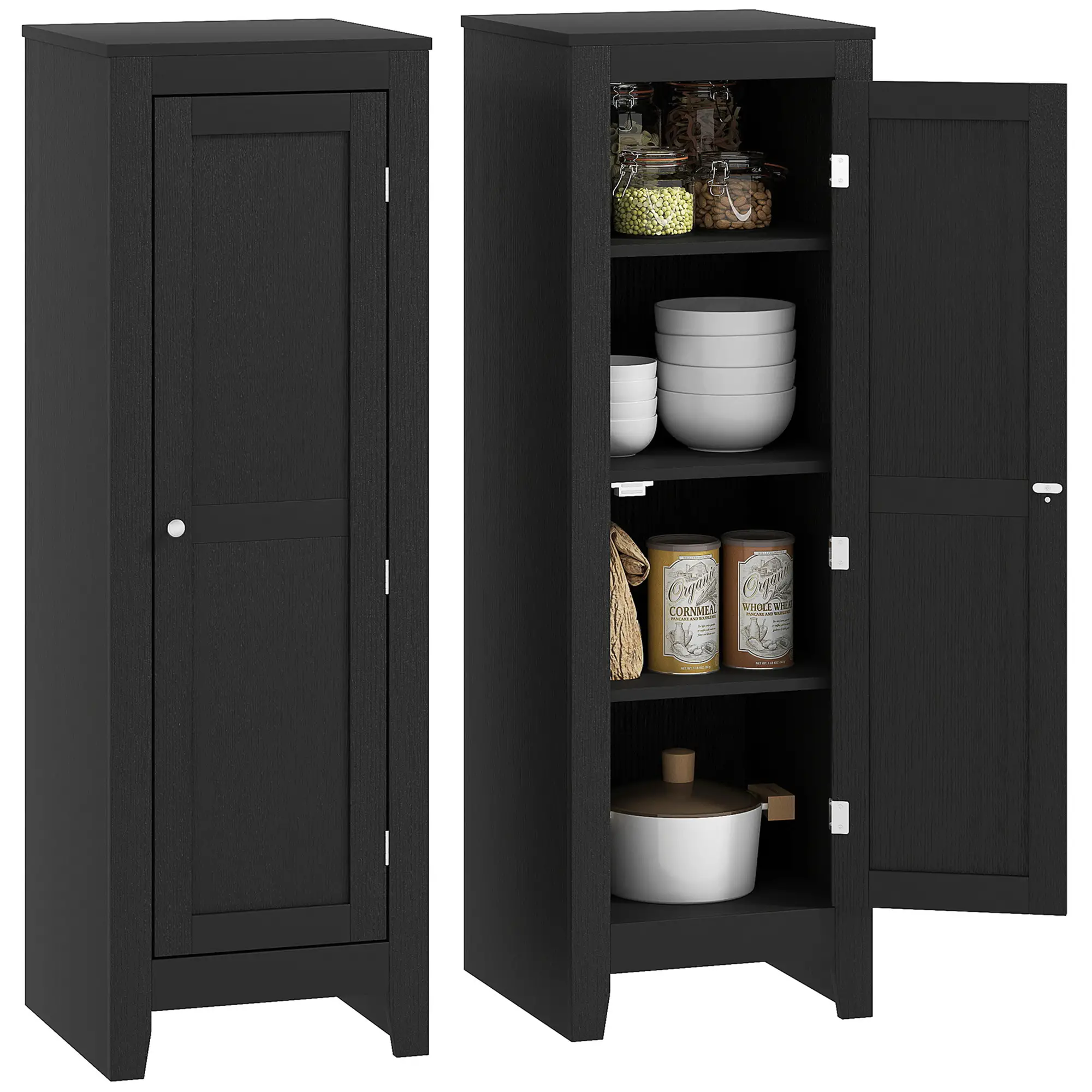 Adjustable Shelf Kitchen Pantry Storage Cabinet, Black - Image 11