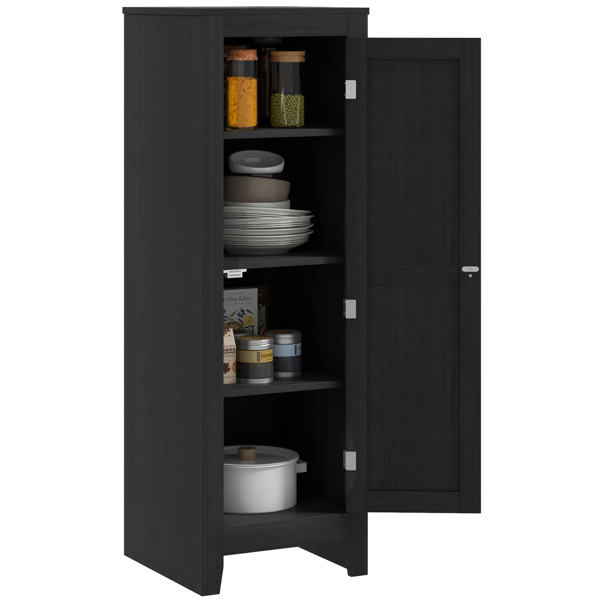 Adjustable Shelf Kitchen Pantry Storage Cabinet, Black - Image 12