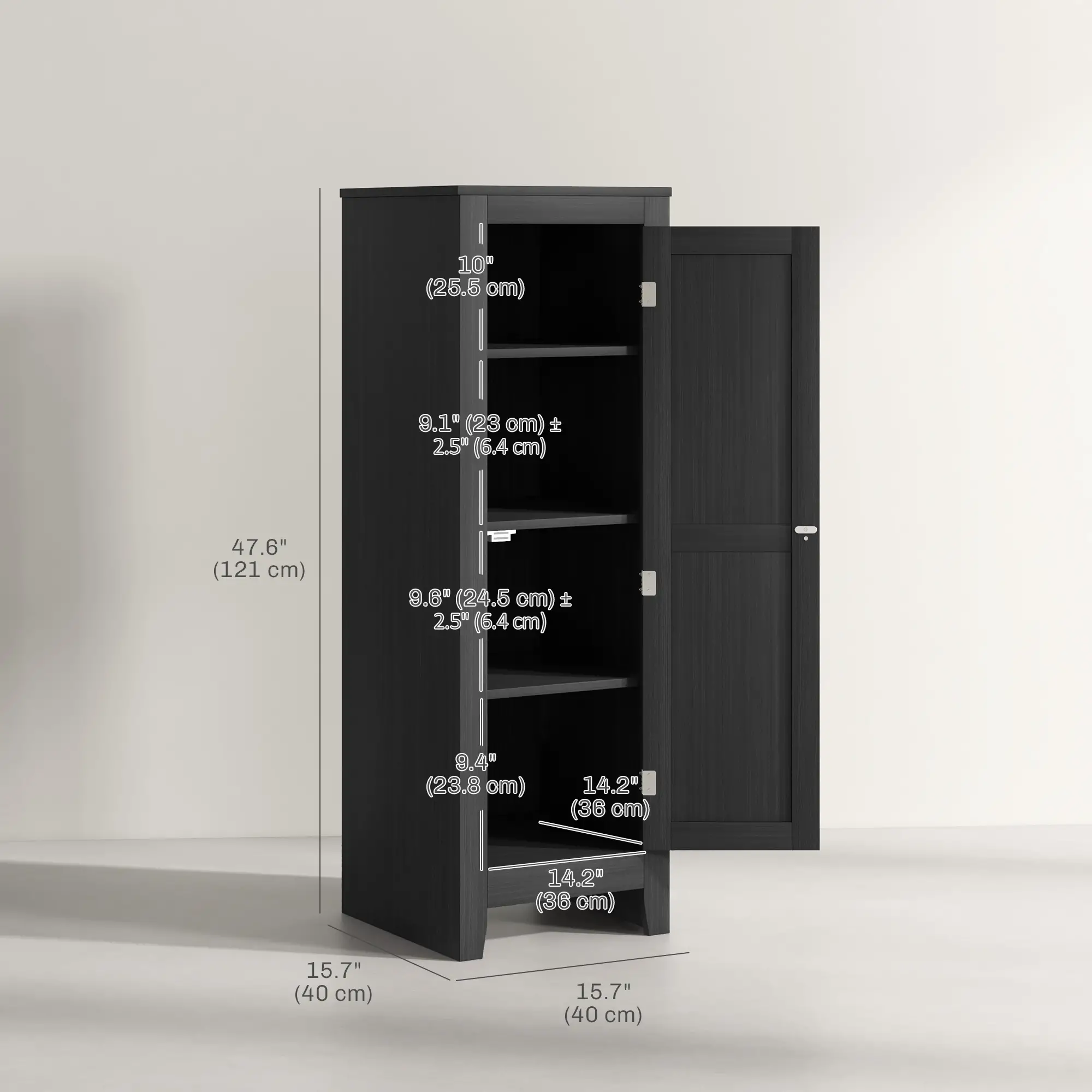 Adjustable Shelf Kitchen Pantry Storage Cabinet, Black - Image 3
