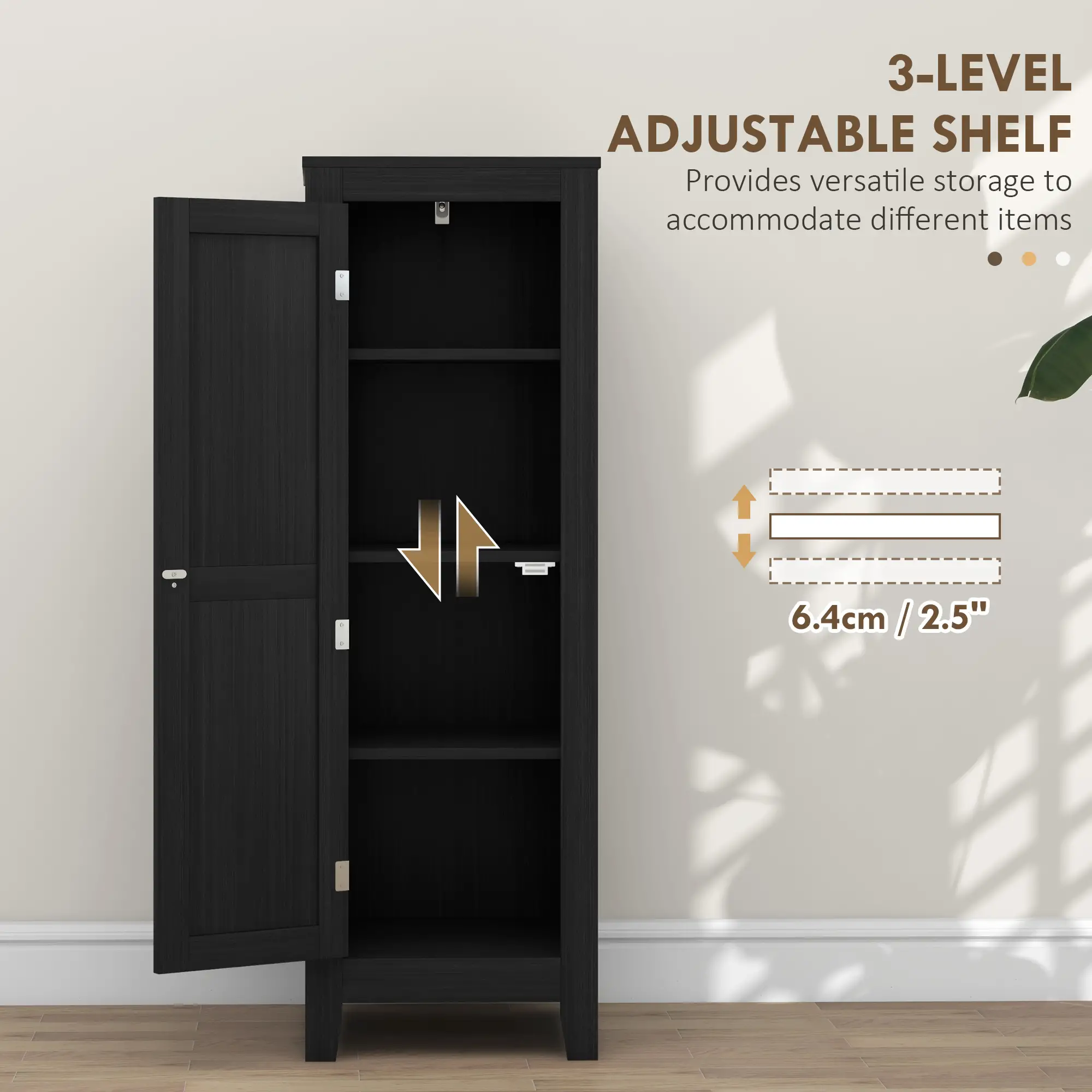 Adjustable Shelf Kitchen Pantry Storage Cabinet, Black - Image 4