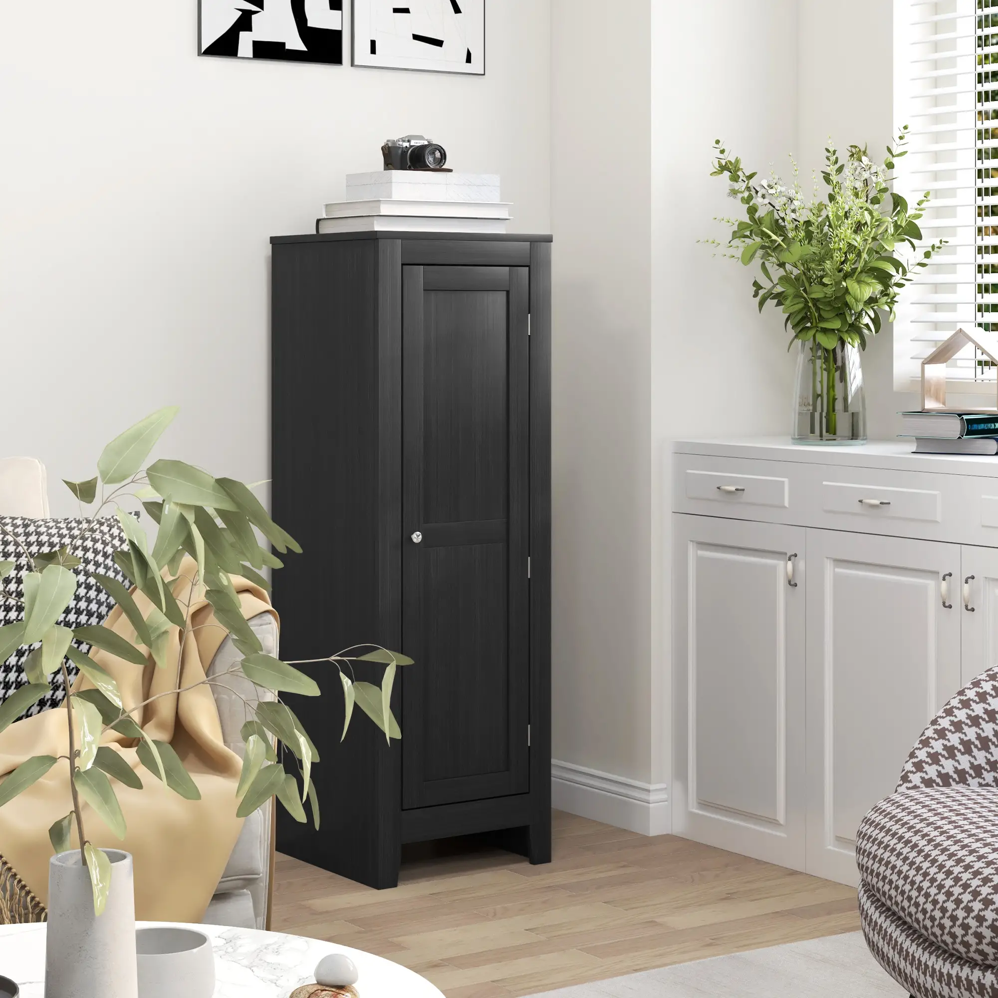 Adjustable Shelf Kitchen Pantry Storage Cabinet, Black - Image 7