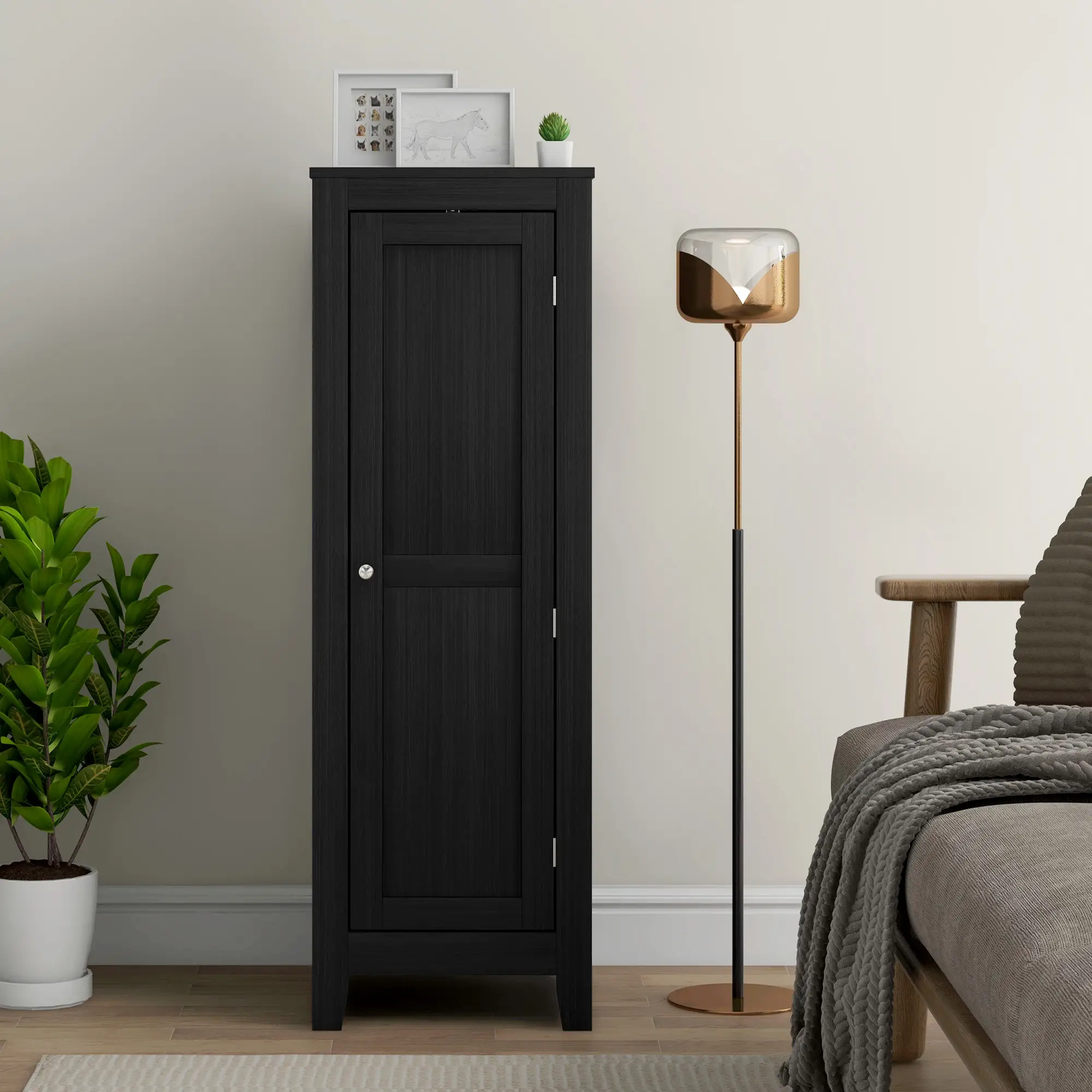 Adjustable Shelf Kitchen Pantry Storage Cabinet, Black - Image 9