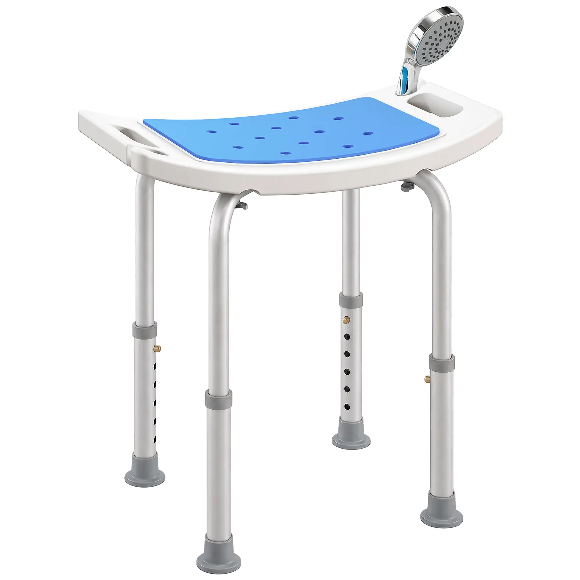 Adjustable Shower Chair, 20.5"W Aluminum, EVA Padded Seat for Seniors