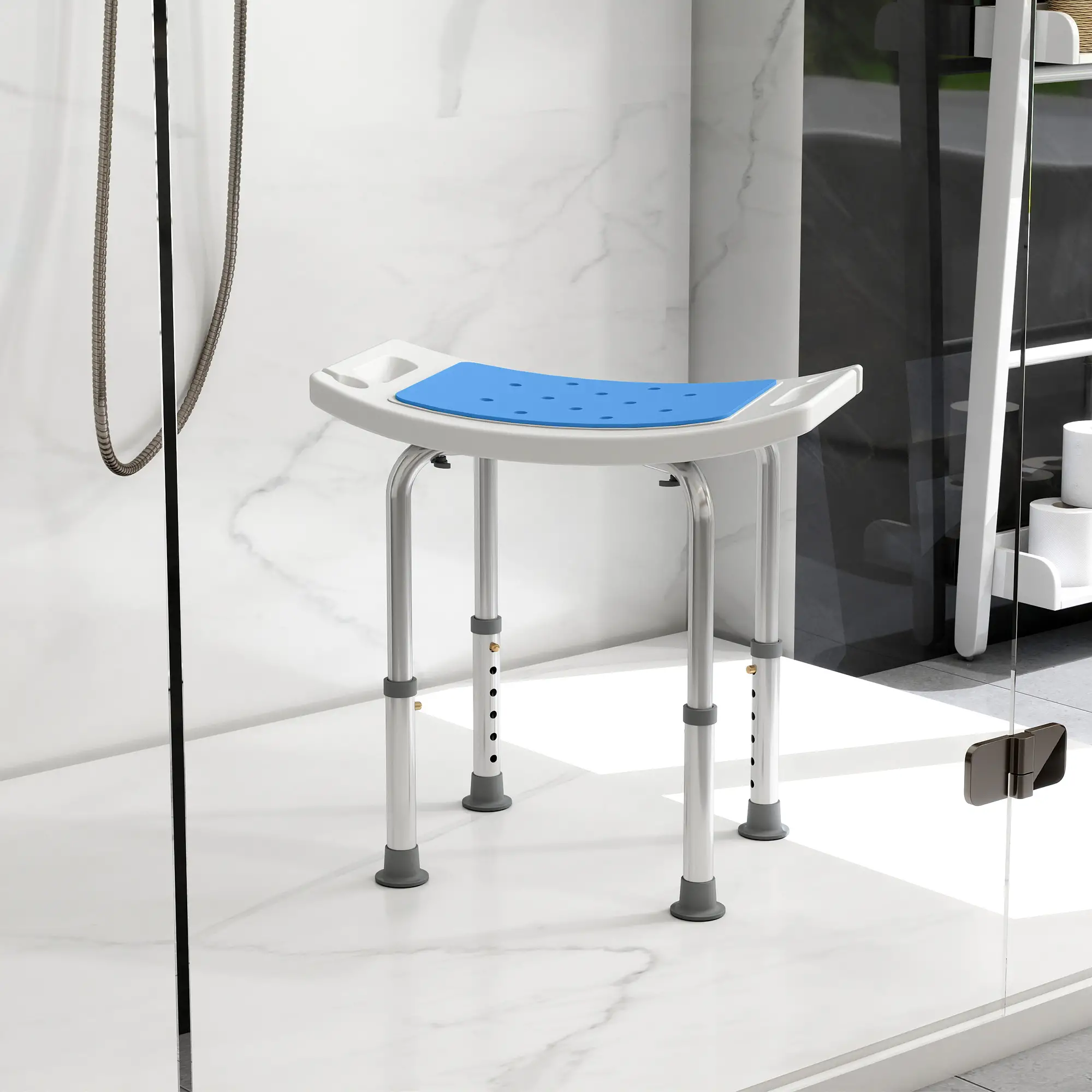 Adjustable Shower Chair, 20.5"W Aluminum, EVA Padded Seat for Seniors - Image 2