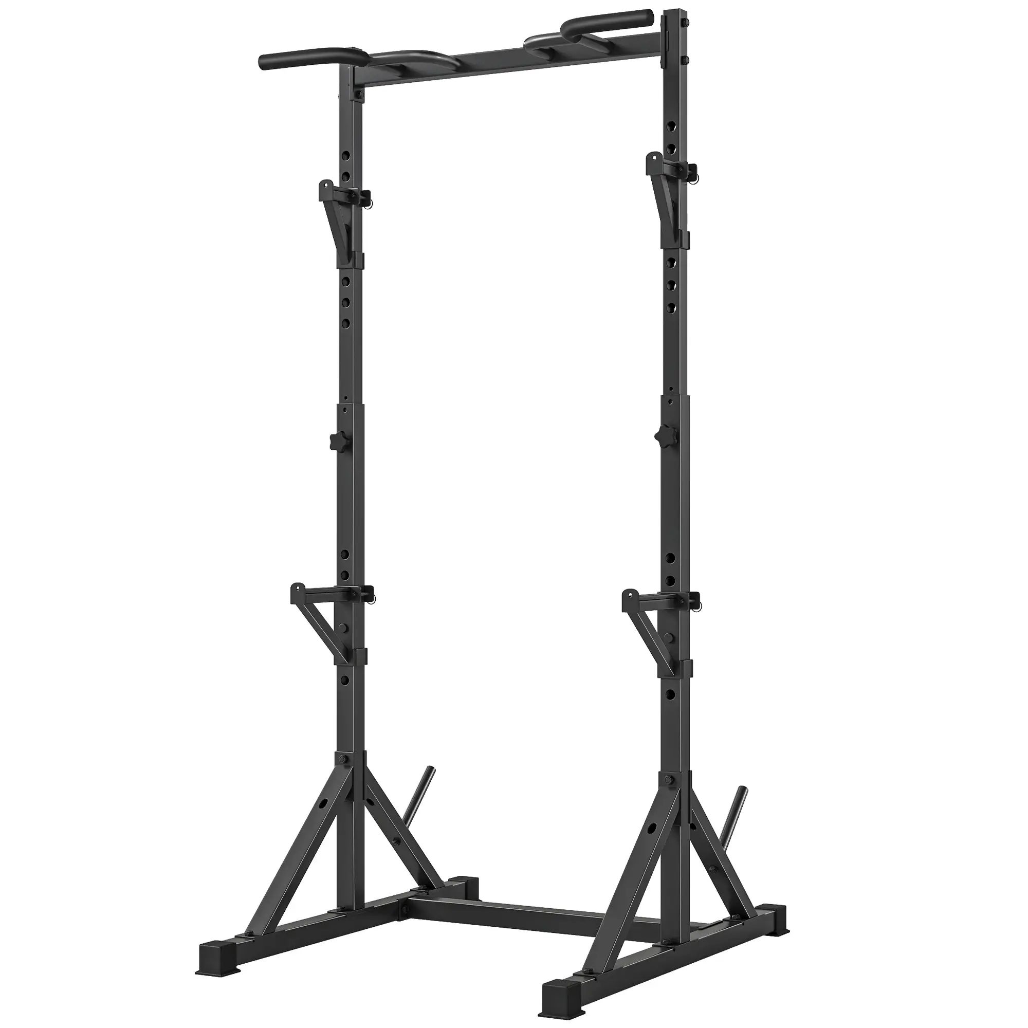 Adjustable Squat Rack, Bench Press Rack With Weight Plate Holders, Black