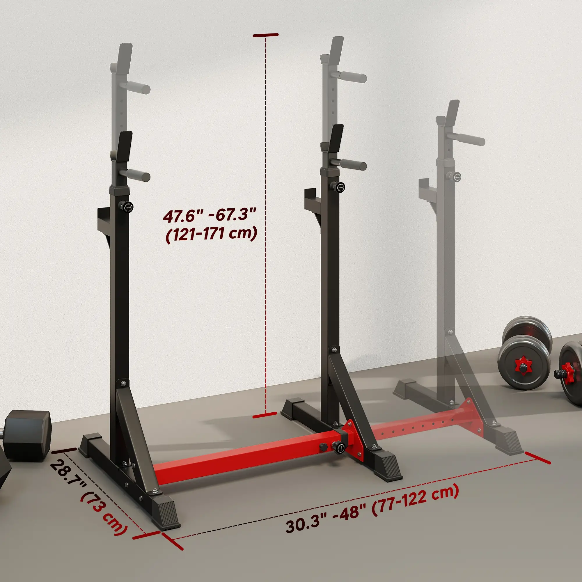 Adjustable Steel Barbell Squat Rack, Bench Press - Image 3