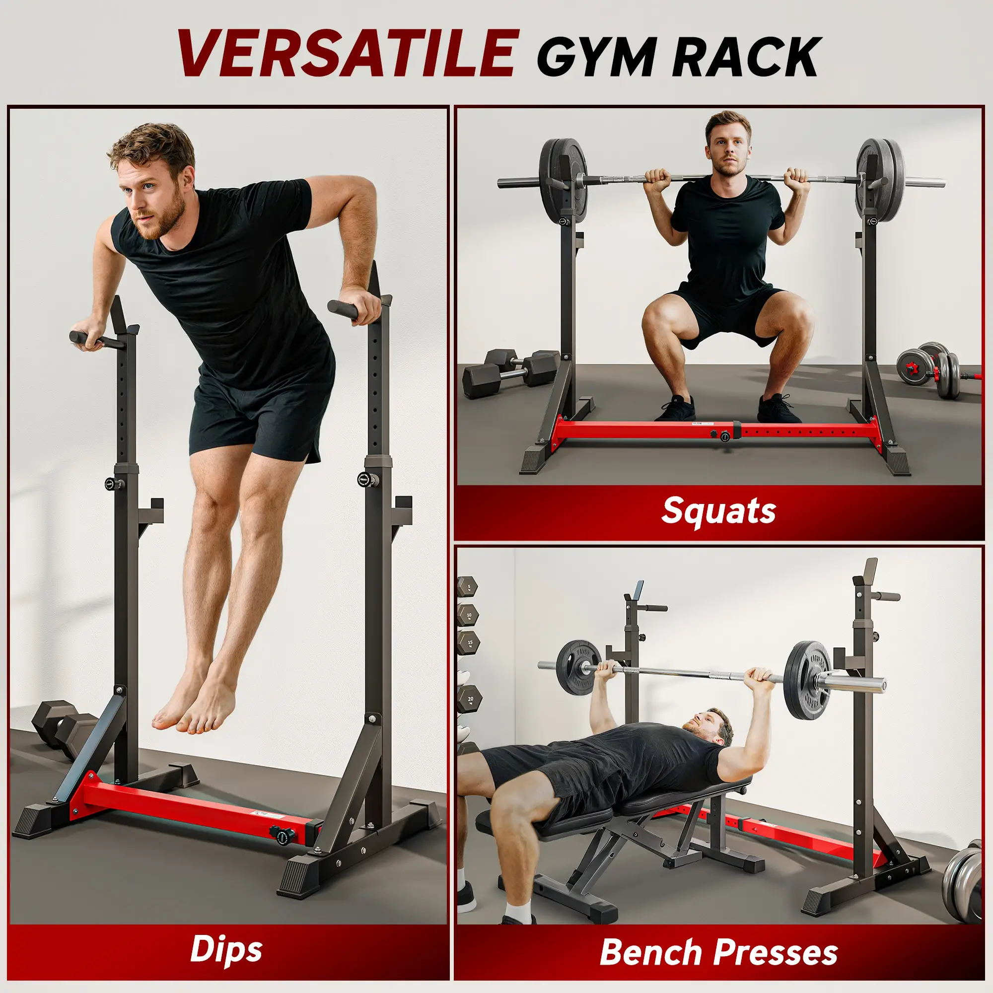 Adjustable Steel Barbell Squat Rack, Bench Press - Image 4