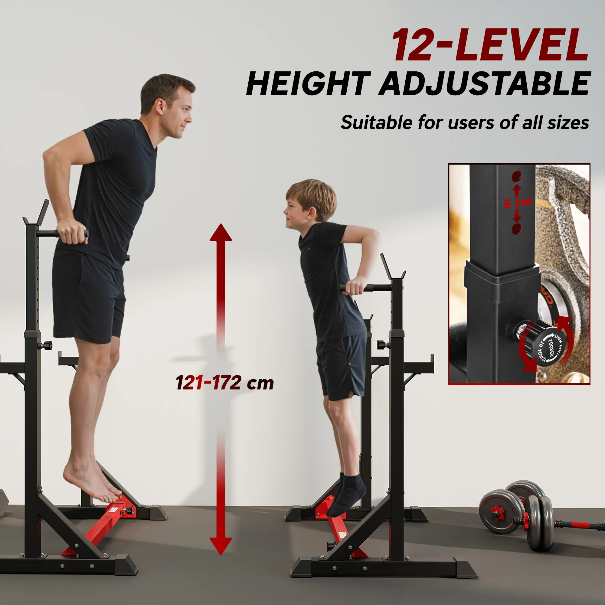 Adjustable Steel Barbell Squat Rack, Bench Press - Image 5