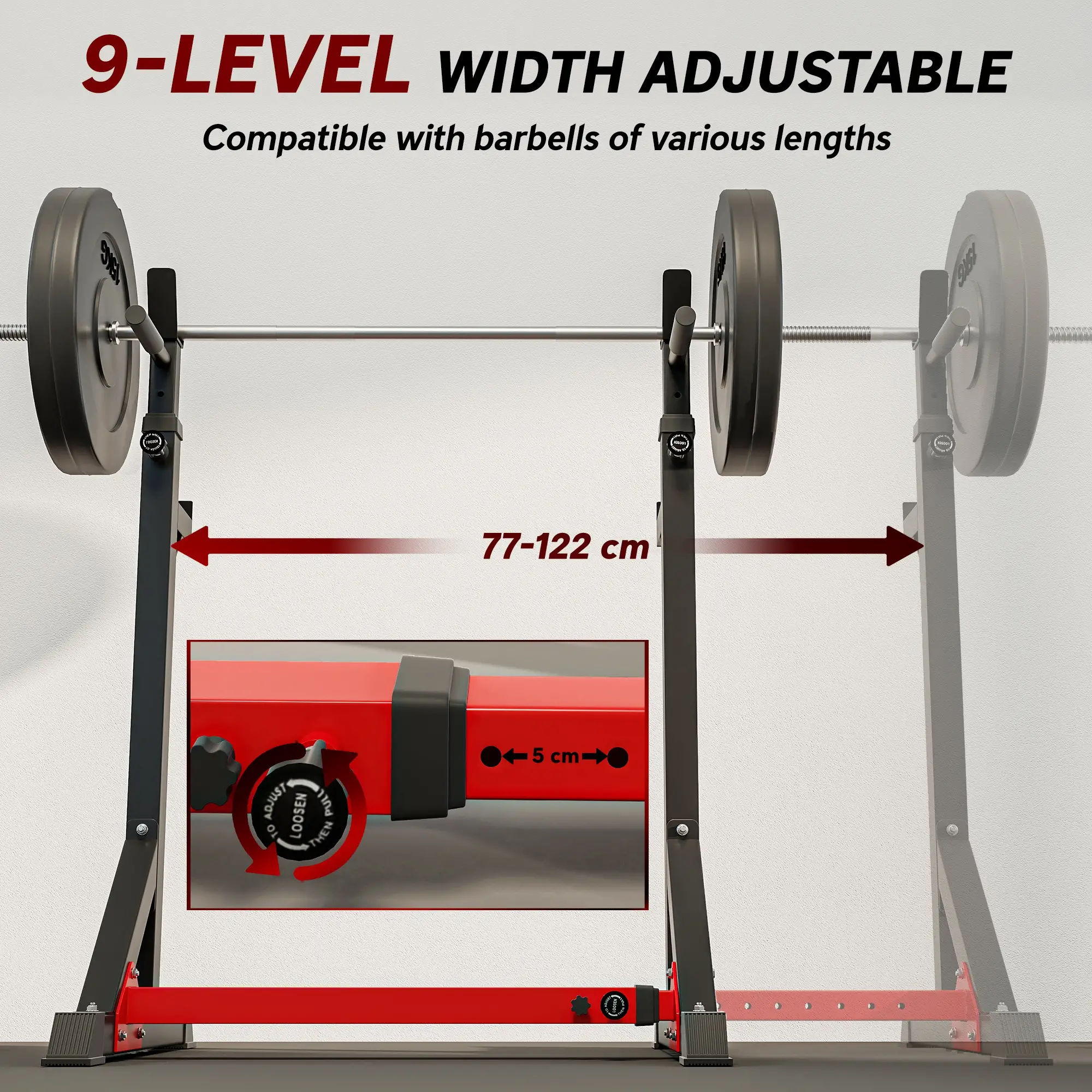 Adjustable Steel Barbell Squat Rack, Bench Press - Image 6