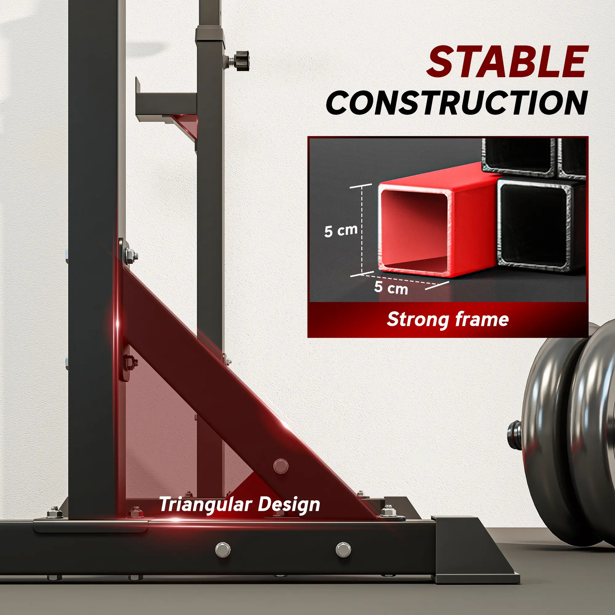 Adjustable Steel Barbell Squat Rack, Bench Press - Image 7