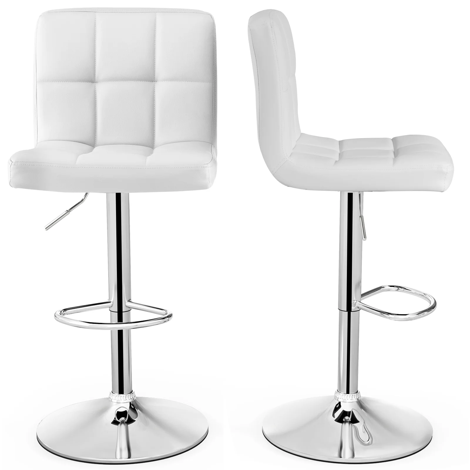 Adjustable Swivel Bar Stool, White - Image 5