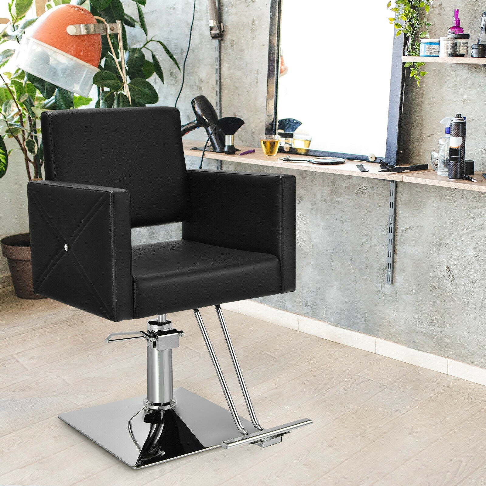 Adjustable Swivel Hydraulic Salon Chair, Black - Image 2
