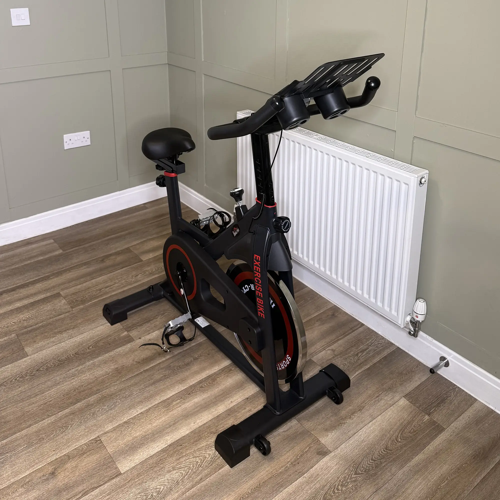 Adjustable Upright Exercise Bike, LCD Display, Indoor Cycling, Adjustable Resistance, Red - Image 10