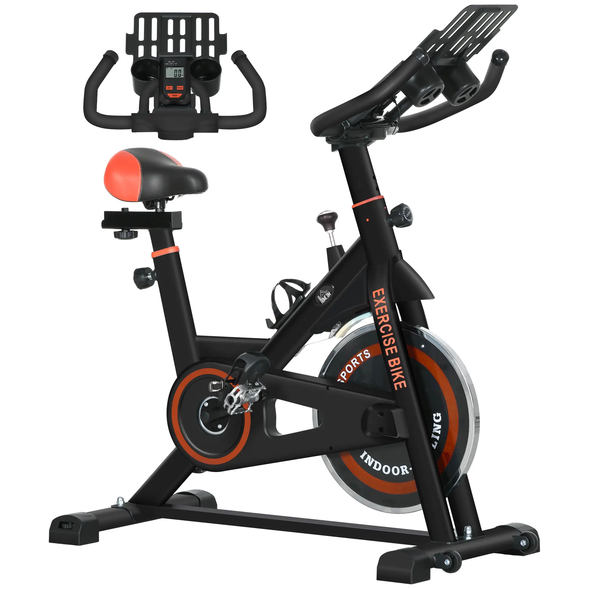 Adjustable Upright Exercise Bike, LCD Display, Indoor Cycling, Adjustable Resistance, Red - Image 11
